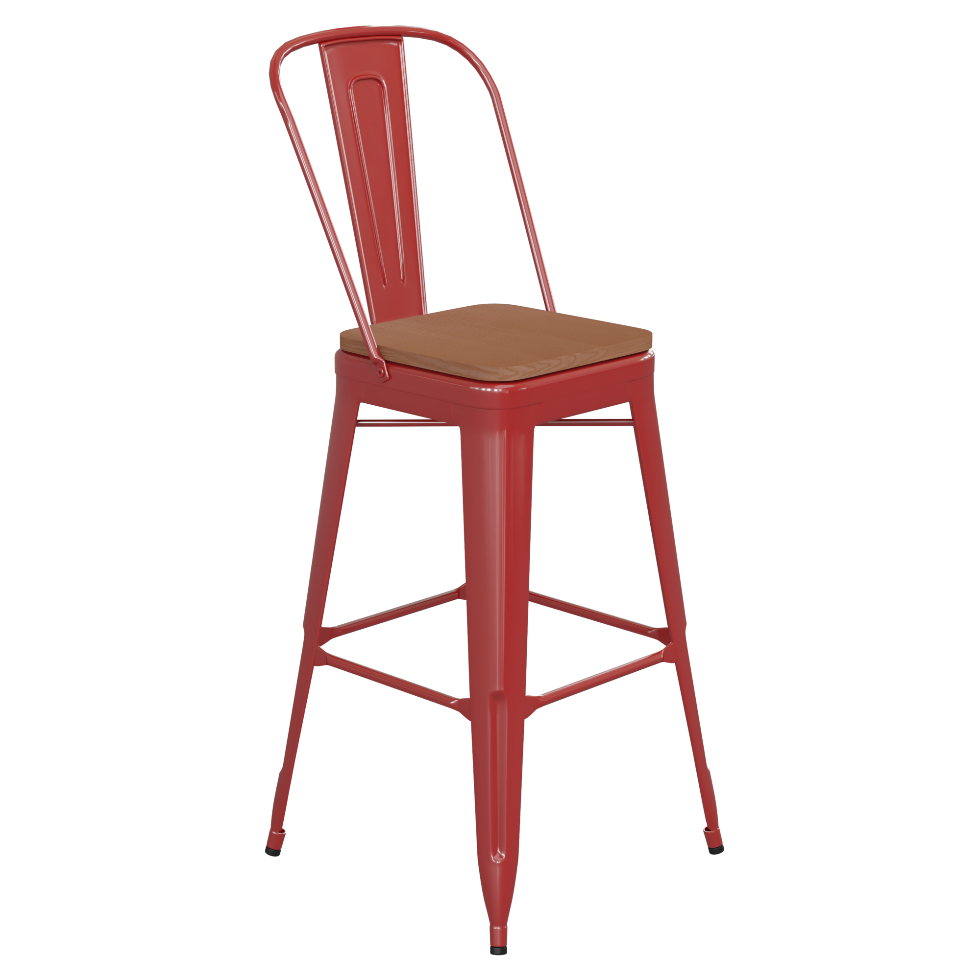 Flash Furniture, 30Inch Red Metal Counter Stool-Teak Poly Seat, Primary Color Red, Included (qty.) 1, Model CH3132030GBRP2T