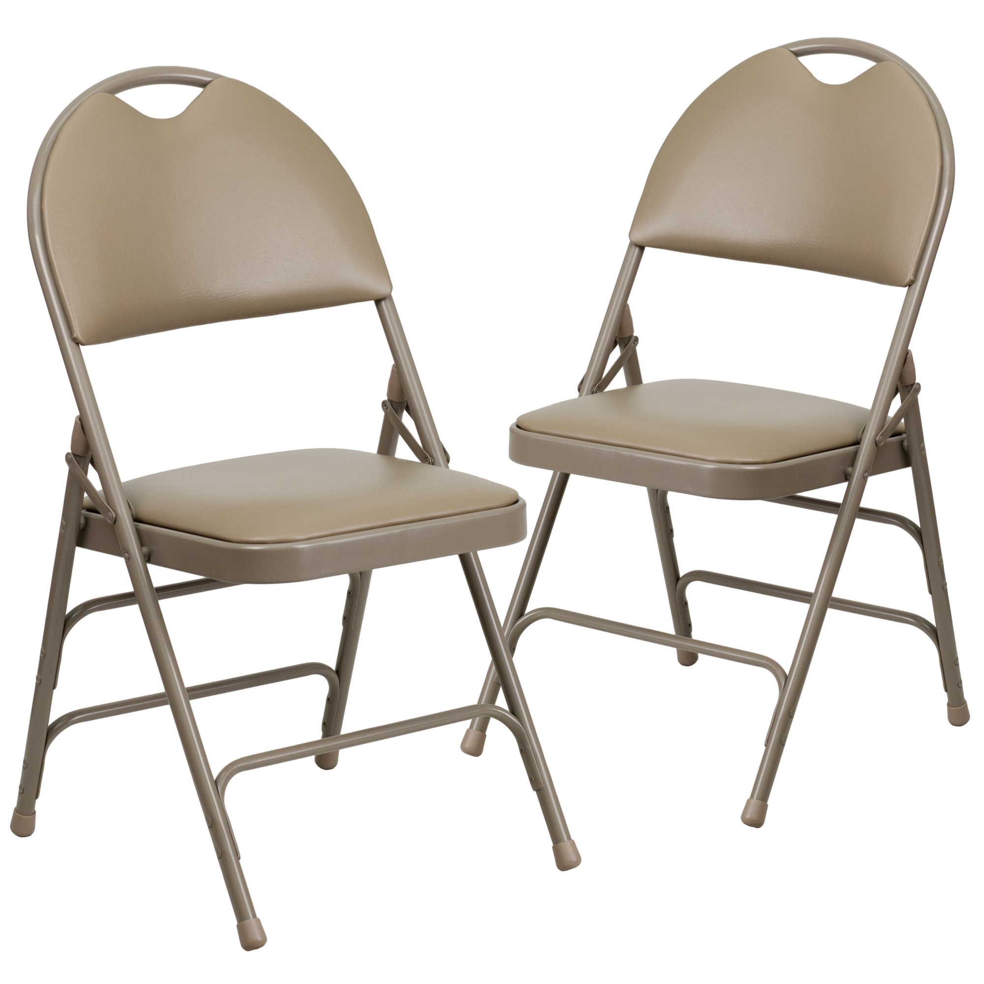 Flash Furniture, 2PK Triple Braced Beige Vinyl Metal Folding Chair, Primary Color Beige, Included (qty.) 2, Model 2HAMC705AV3BGE