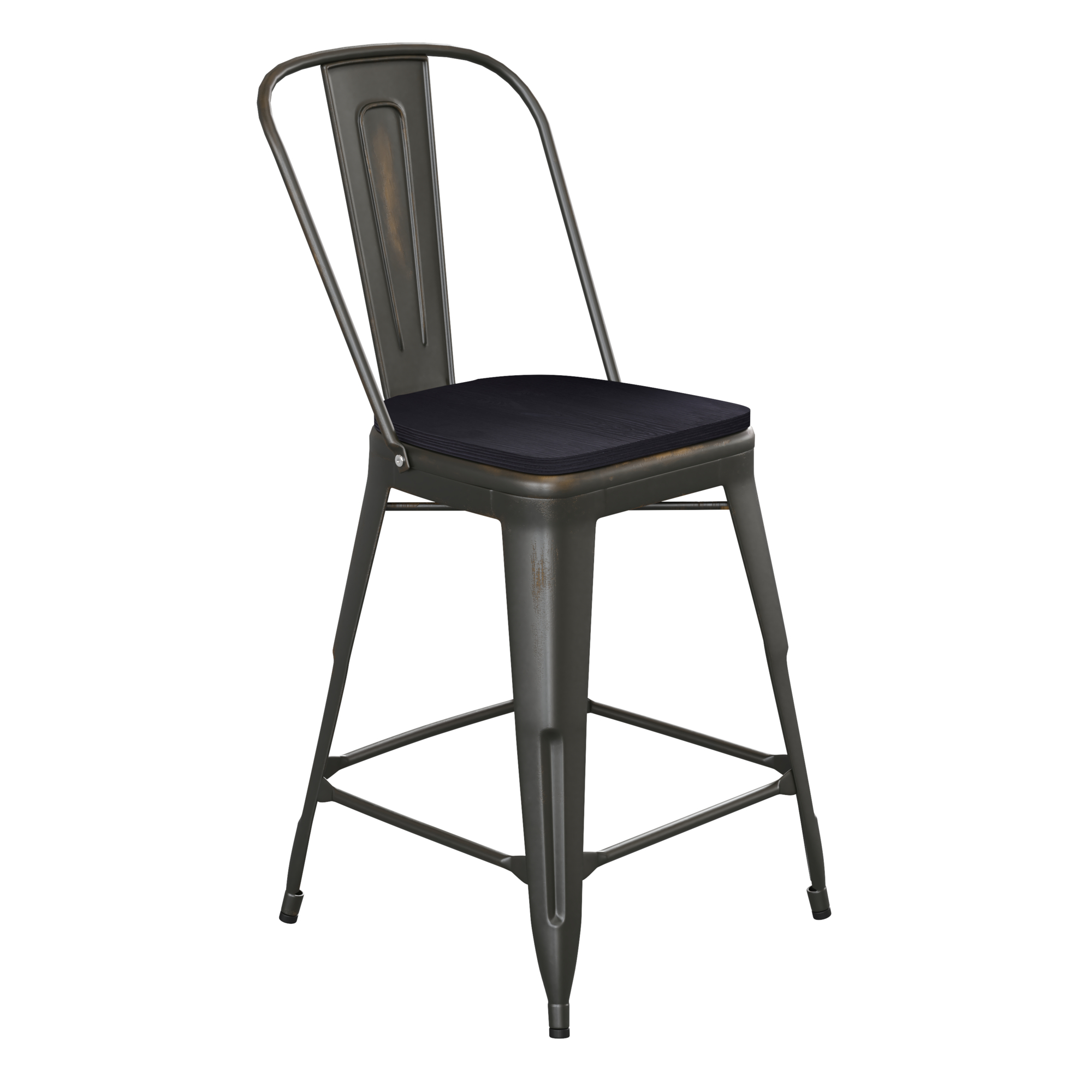 Flash Furniture, Copper Metal Stool with Black Poly Seat, Primary Color Brown, Included (qty.) 1, Model ET353424COPPL1B