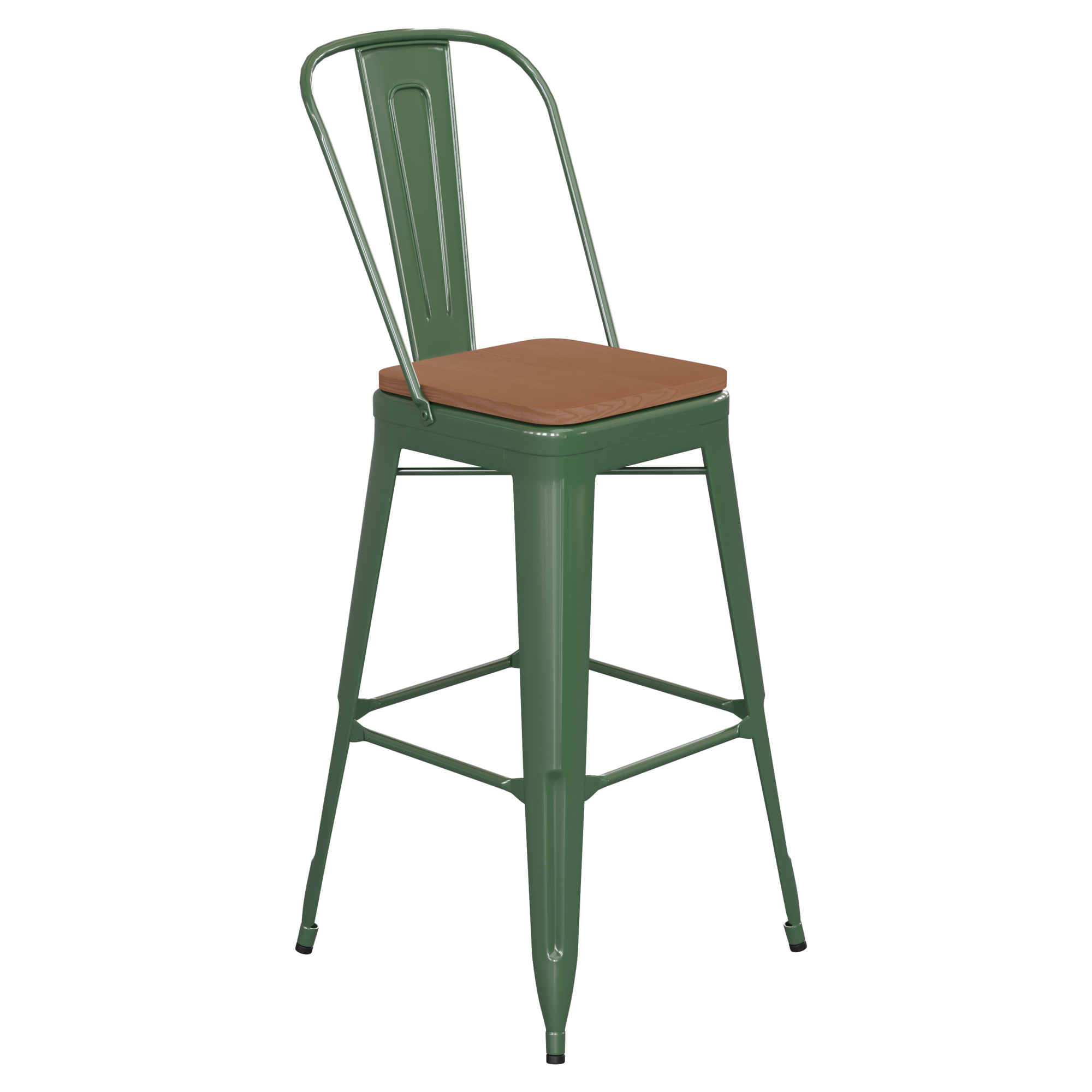 Flash Furniture, 30Inch Green Metal Counter Stool-Teak Poly Seat, Primary Color Green, Included (qty.) 1, Model CH3132030GGNP2T