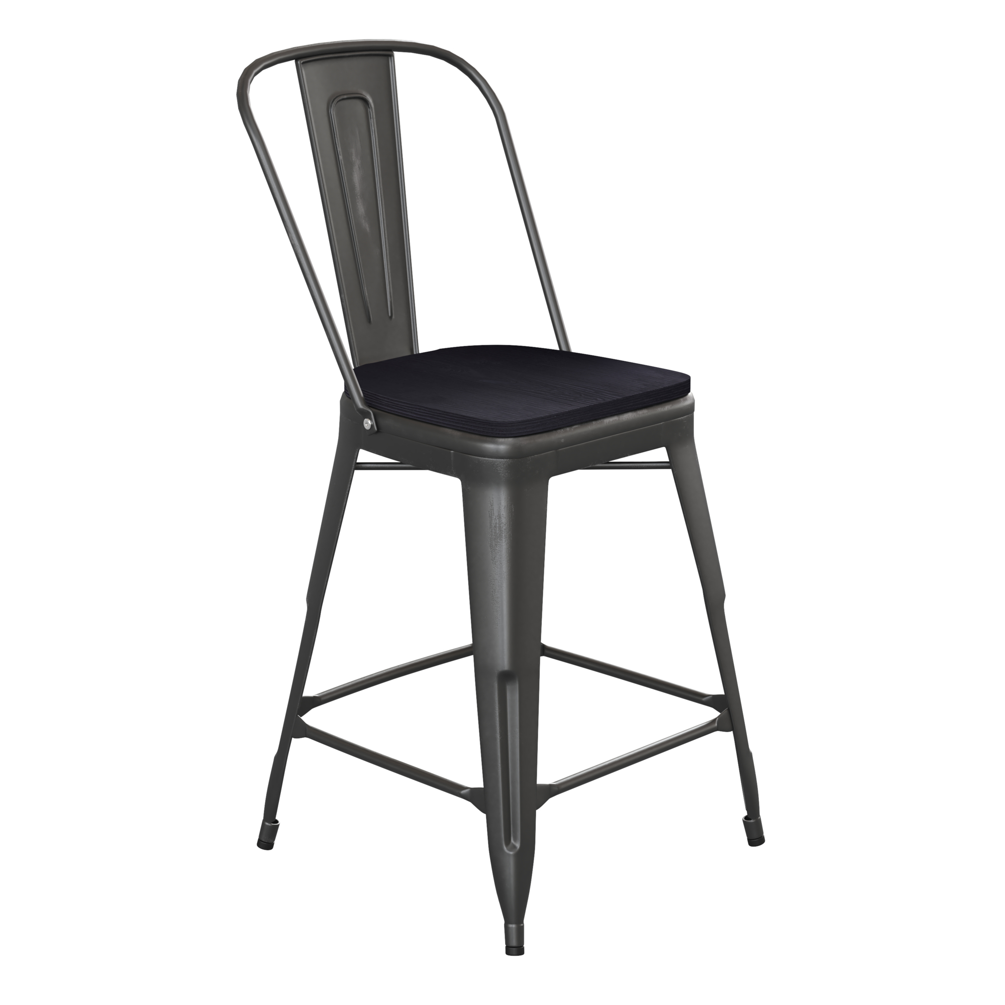 Flash Furniture, Black Metal Stool with Black Poly Seat, Primary Color Black, Included (qty.) 1, Model ET353424BKPL1B