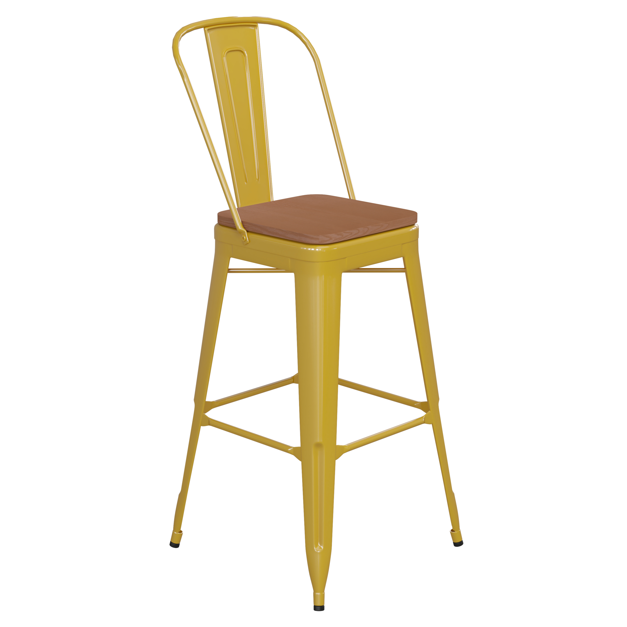 Flash Furniture, 30Inch Yellow Metal Counter Stool-Teak Poly Seat, Primary Color Yellow, Included (qty.) 1, Model CH3132030GYLP2T
