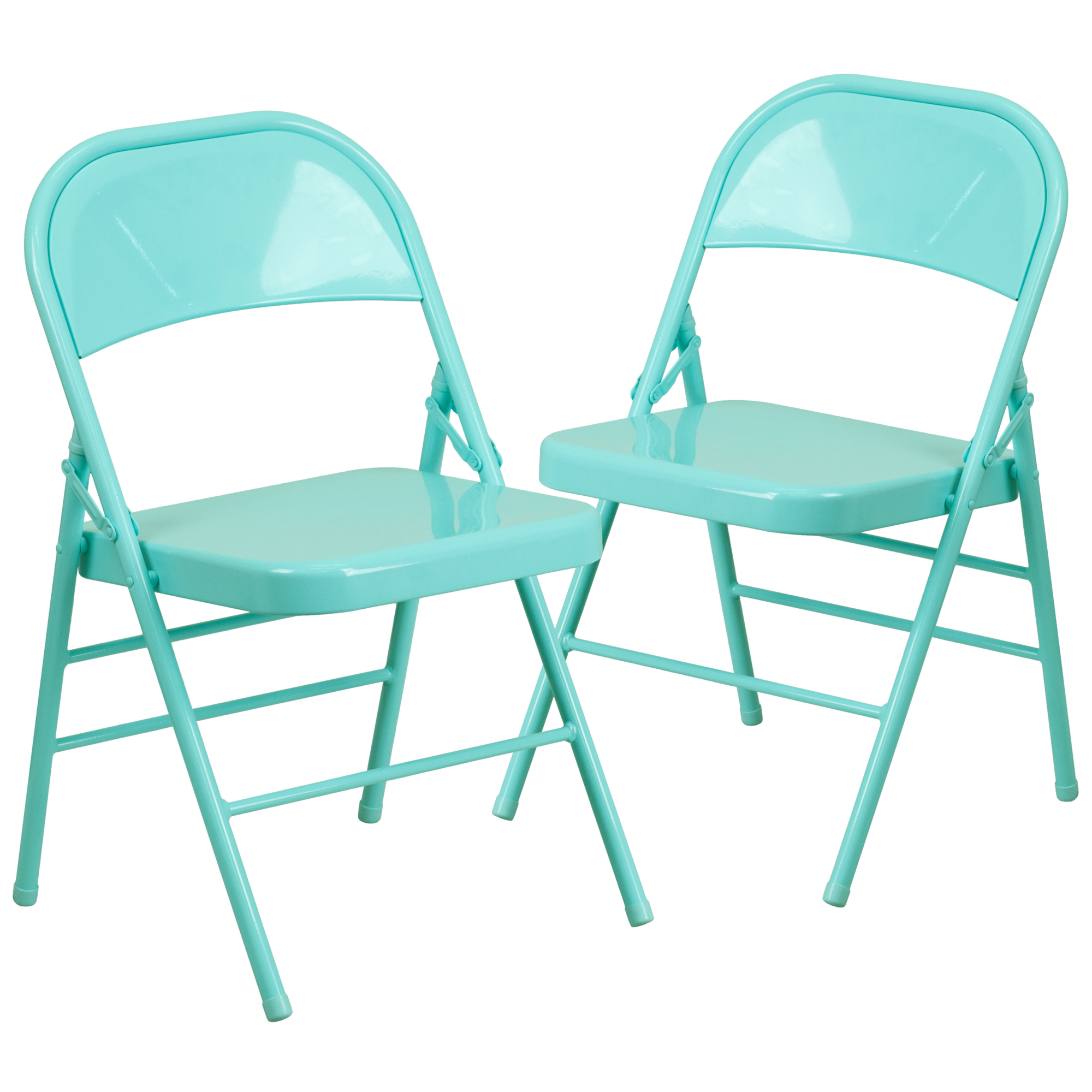 Flash Furniture, Tantalizing Teal Triple Braced Metal Folding Chair, Primary Color Blue, Included (qty.) 2, Model 2HF3TEAL