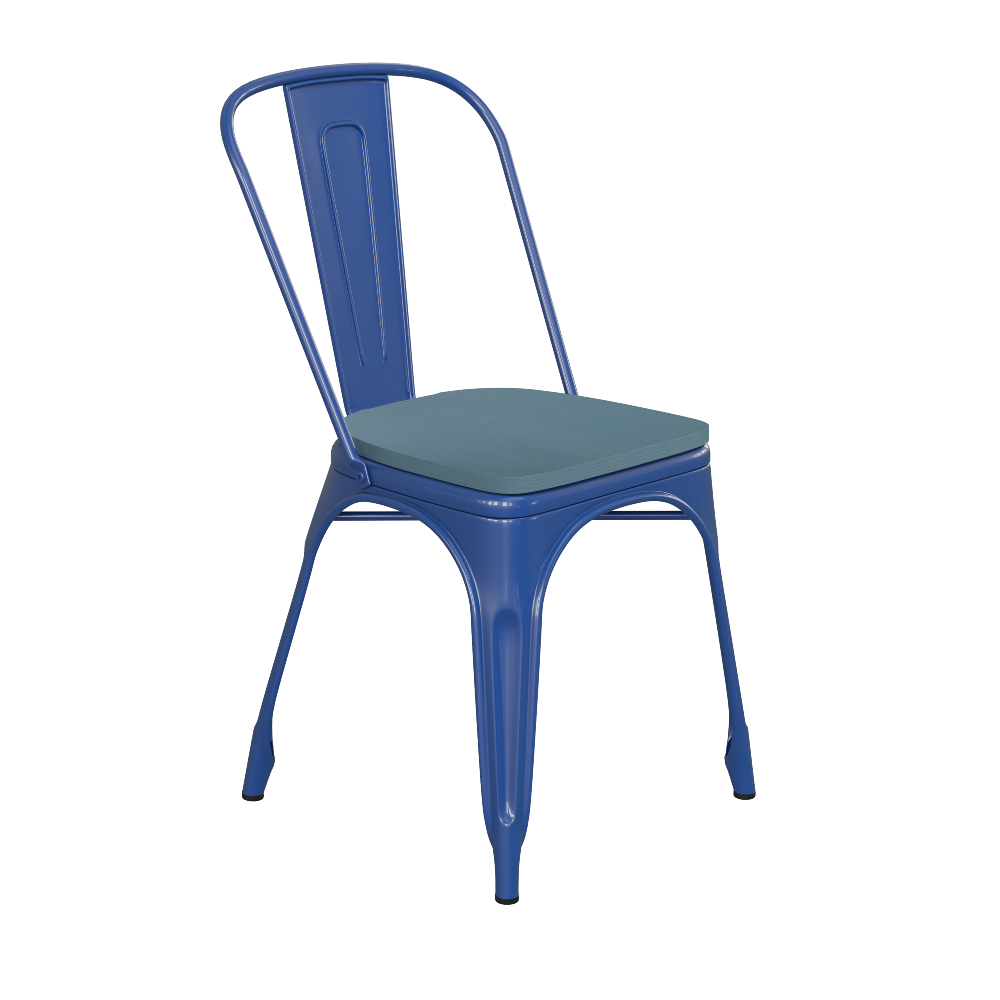 Flash Furniture, Blue Metal Stack Chair with Teal Poly Resin Seat, Primary Color Blue, Included (qty.) 1, Model CH31230BLPL1C