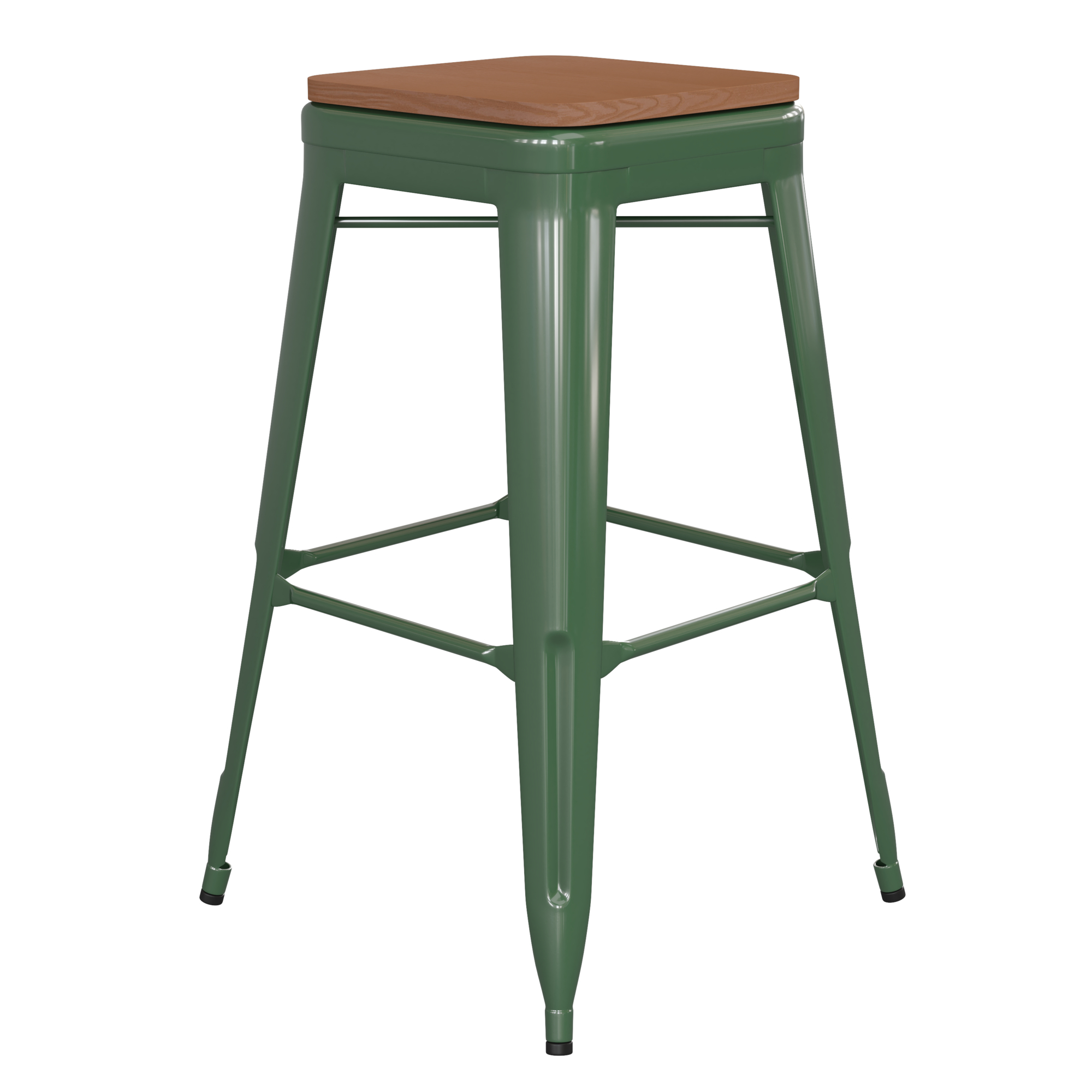 Flash Furniture, 30Inch Green Metal Stool-Teak Poly Seat, Primary Color Green, Included (qty.) 1, Model CH3132030GNPL2T