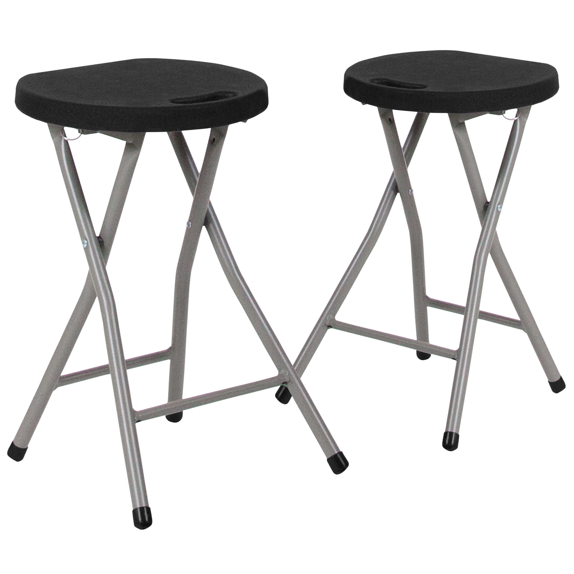 Flash Furniture, 2PK Foldable Stool w/ Black Plastic Seat-Portable, Primary Color Black, Included (qty.) 2, Model 2DADYCD30