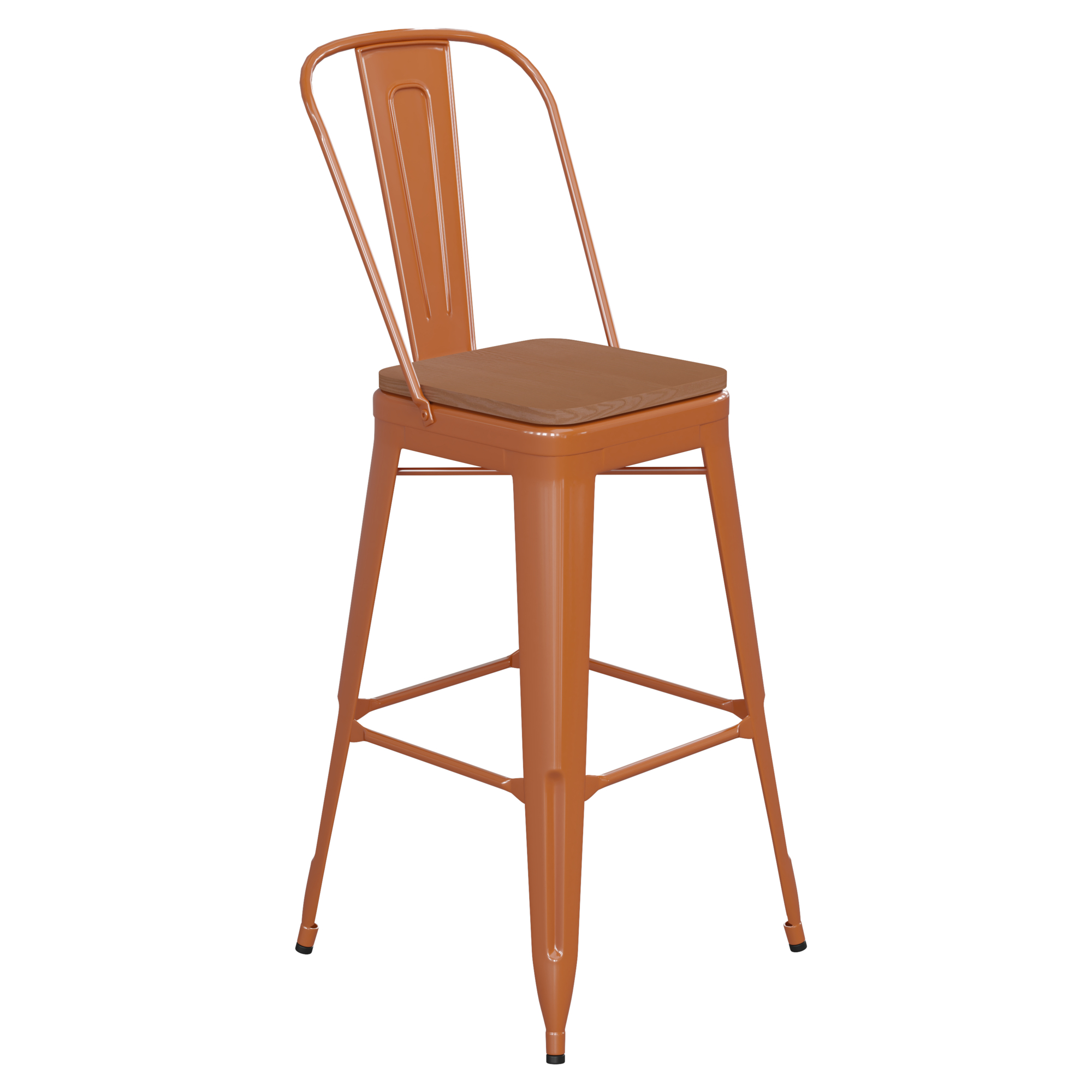 Flash Furniture, 30Inch Orange Metal Counter Stool-Teak Poly Seat, Primary Color Orange, Included (qty.) 1, Model CH3132030GORP2T