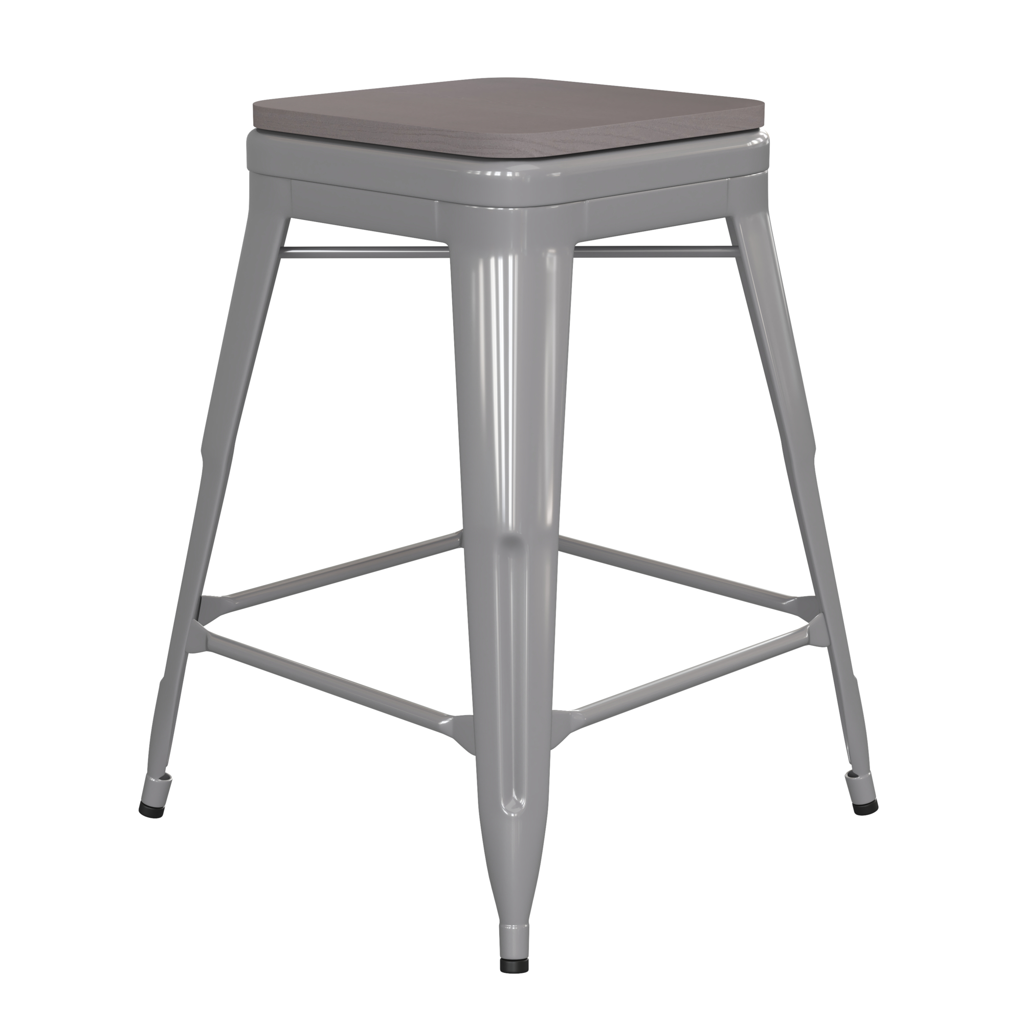 Flash Furniture, 24Inch Silver Metal Stool-Gray Poly Seat, Primary Color Gray, Included (qty.) 1, Model CH3132024SILP2G