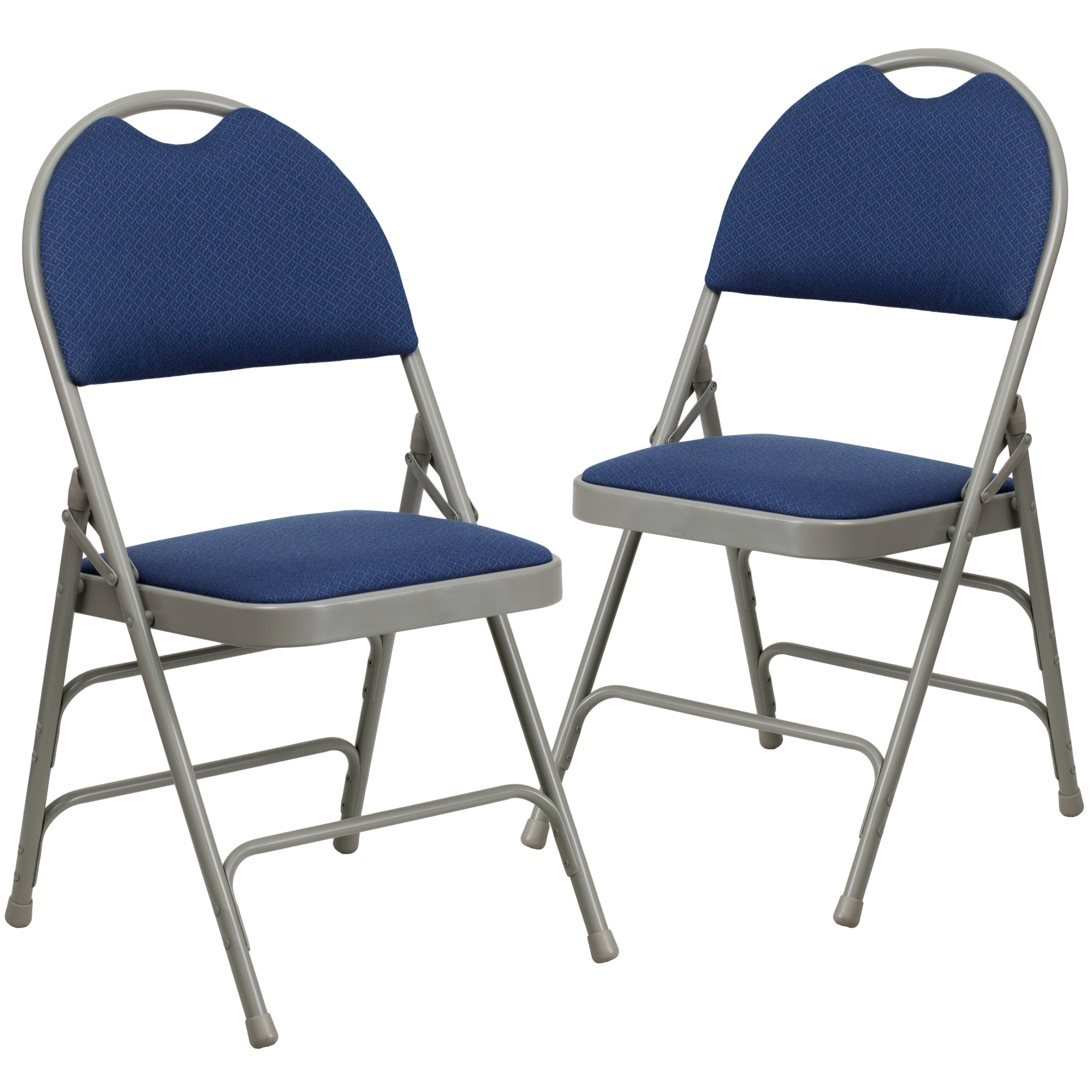 Flash Furniture, 2PK Triple Braced Navy Fabric Metal Folding Chair, Primary Color Blue, Included (qty.) 2, Model 2HAMC705AF3NVY