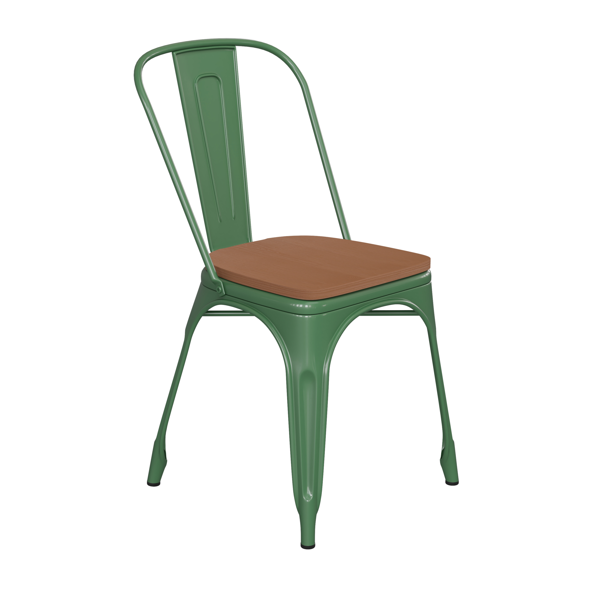 Flash Furniture, Green Metal Stack Chair with Teak Poly Resin Seat, Primary Color Green, Included (qty.) 1, Model CH31230GNPL1T