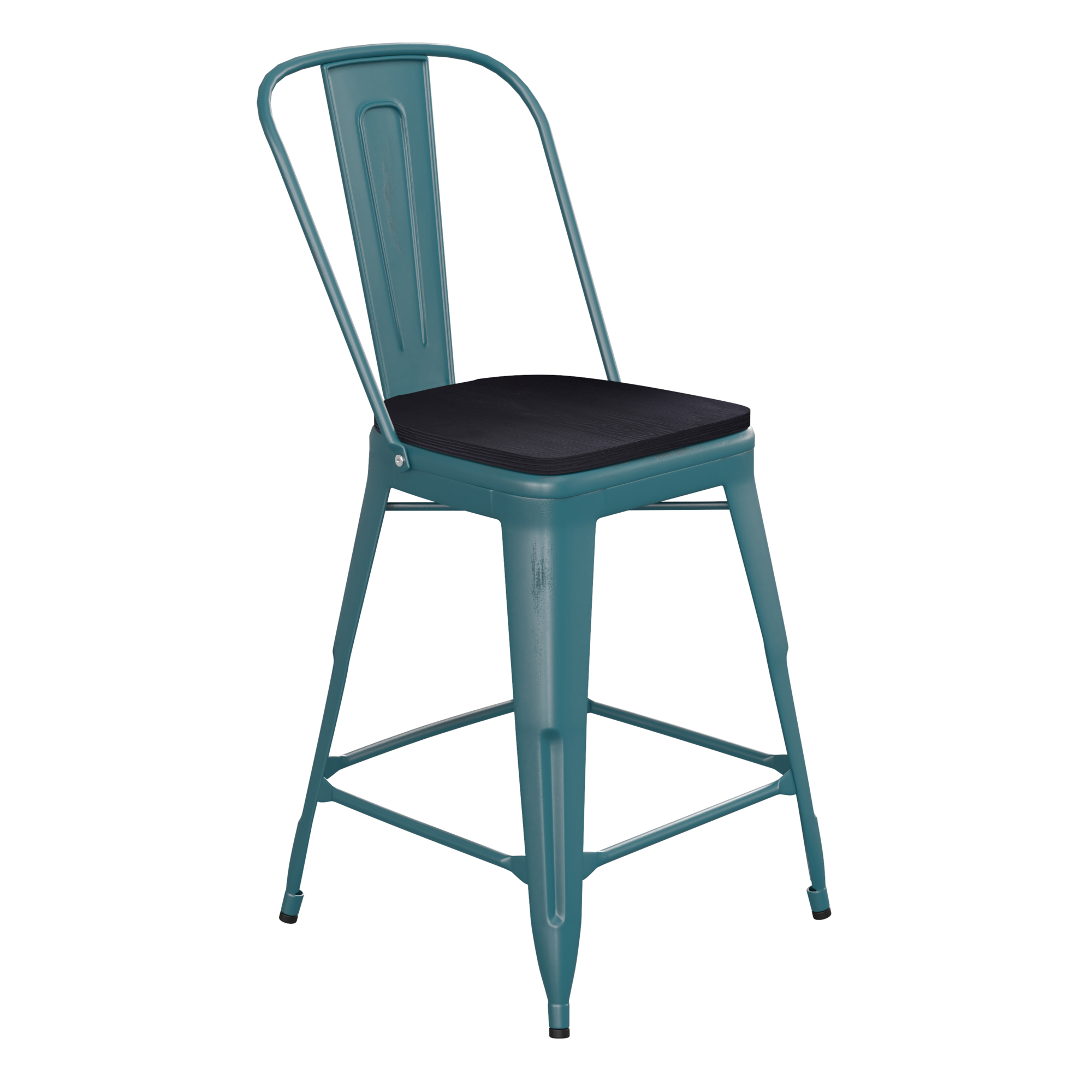 Flash Furniture, Kelly Blue-Teal Metal Stool with Black Poly Seat, Primary Color Blue, Included (qty.) 1, Model ET353424KBPL1B