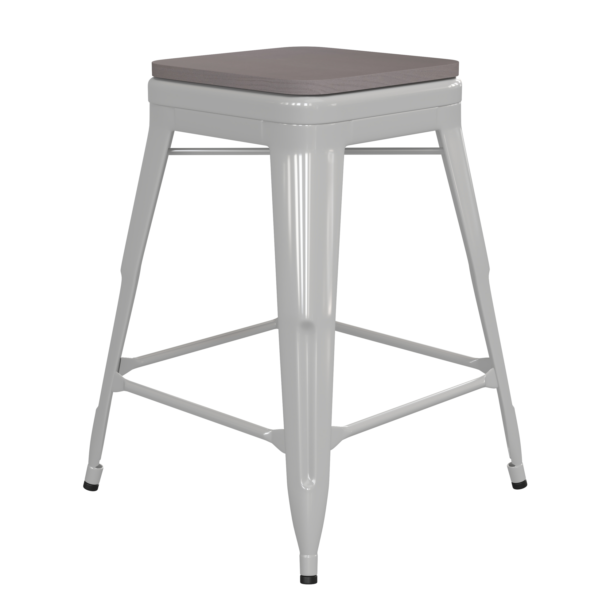 Flash Furniture, 24Inch White Metal Stool-Gray Poly Seat, Primary Color White, Included (qty.) 1, Model CH3132024WHPL2G