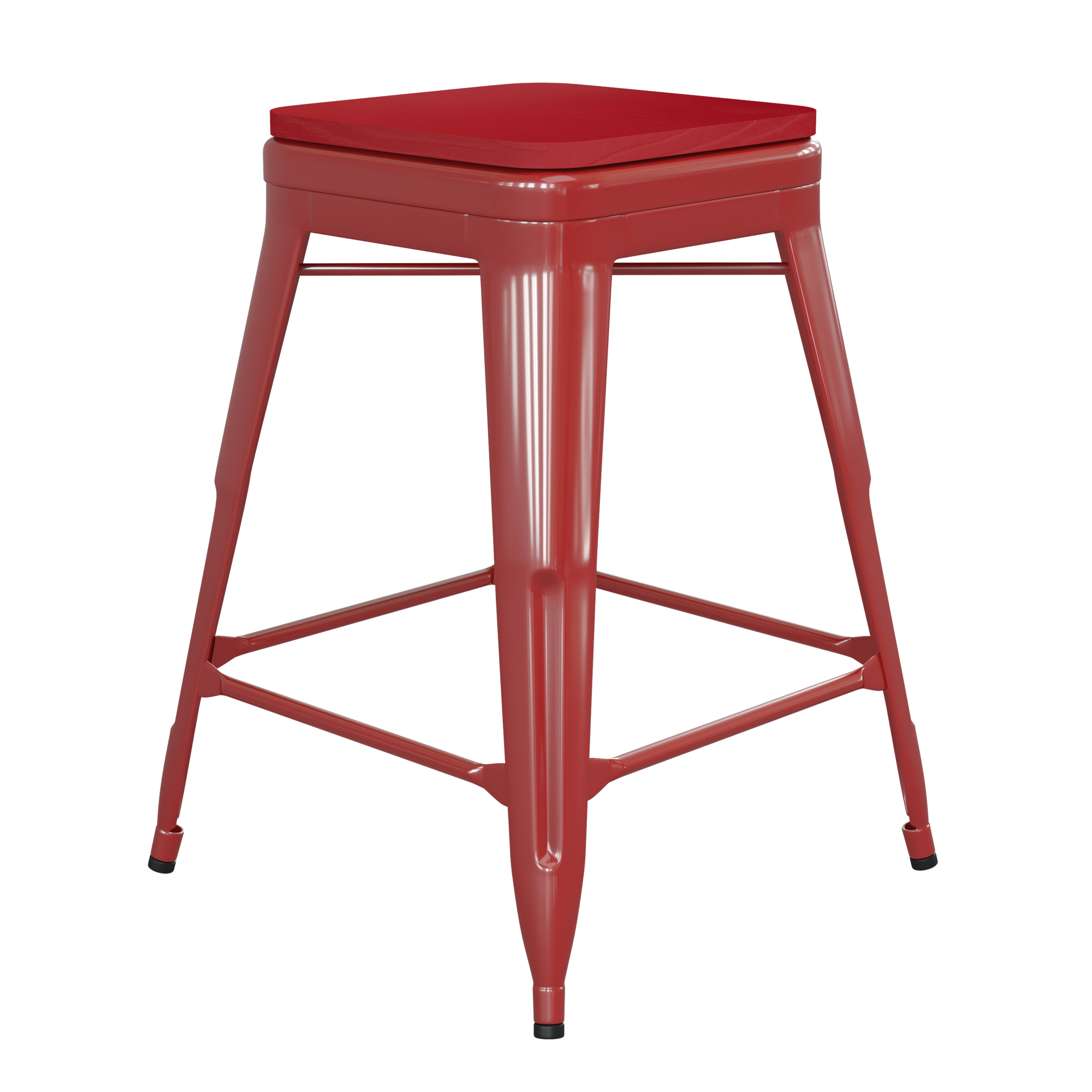 Flash Furniture, 24Inch Red Metal Stool-Red Poly Seat, Primary Color Red, Included (qty.) 1, Model CH3132024RPL2R