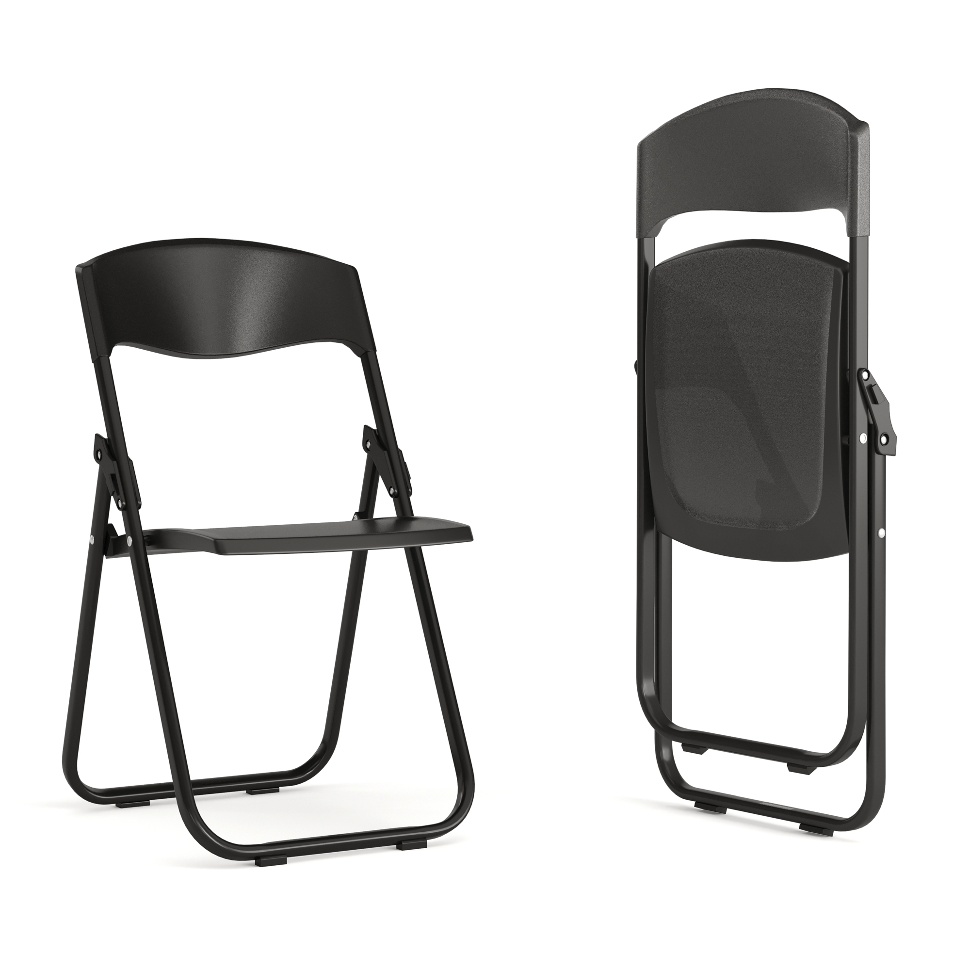 Flash Furniture, 2Pack 500 lb. Rated Heavy Duty Black Folding Chair, Primary Color Black, Included (qty.) 2, Model 2RUTIBLACK