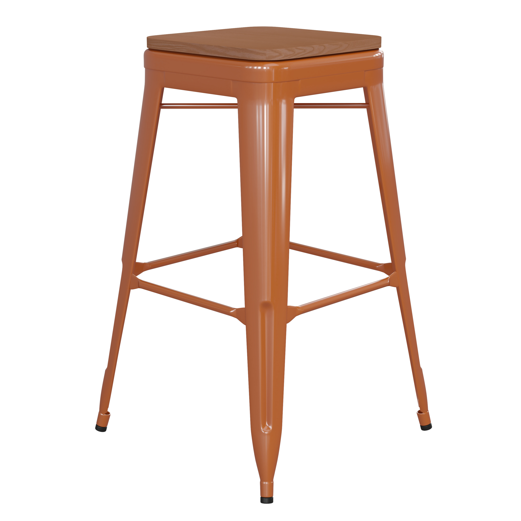 Flash Furniture, 30Inch Orange Metal Stool-Teak Poly Seat, Primary Color Orange, Included (qty.) 1, Model CH3132030ORPL2T
