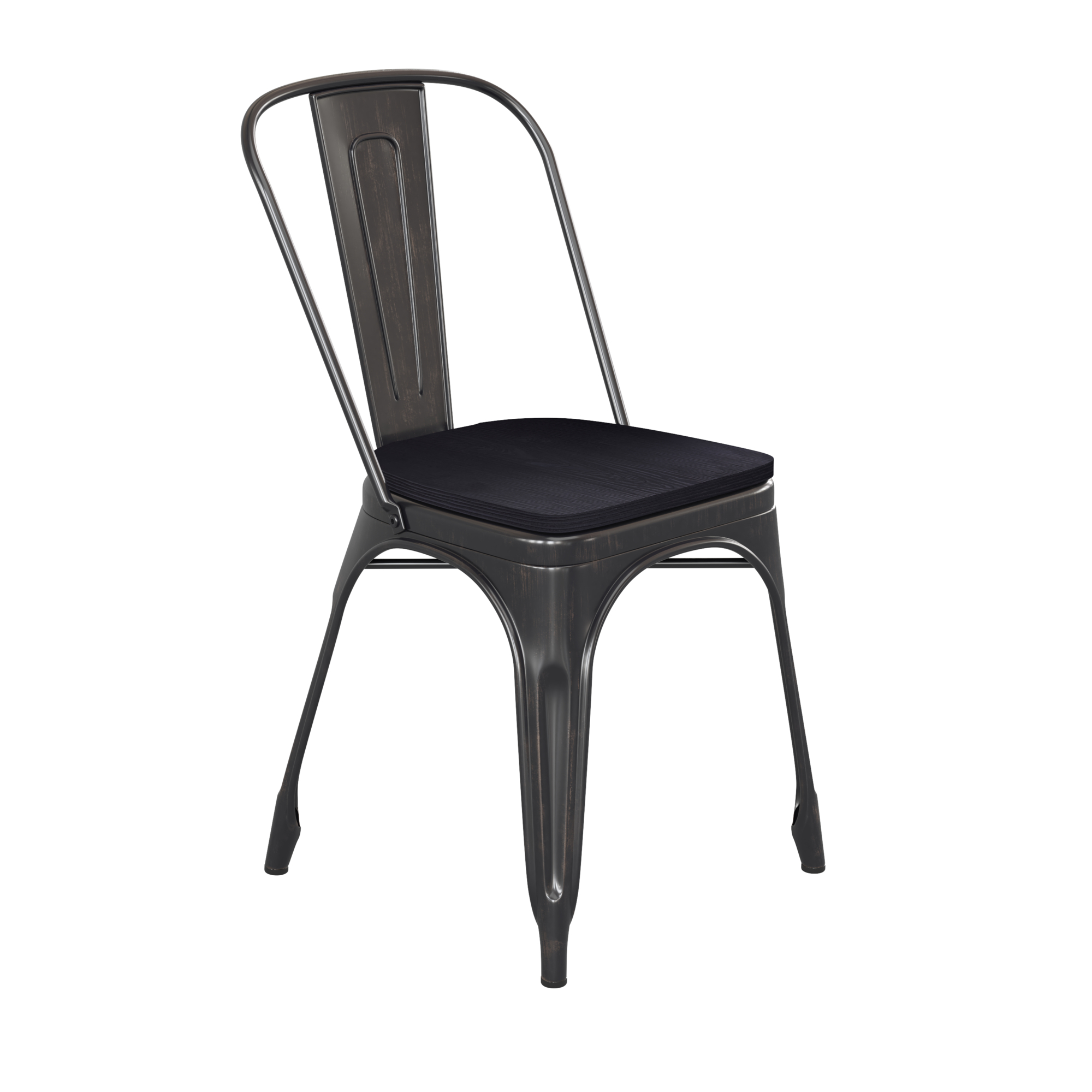 Flash Furniture, Aged Black Metal Stack Chair-Black Poly Resin Seat, Primary Color Black, Included (qty.) 1, Model CH31230BQPL1B