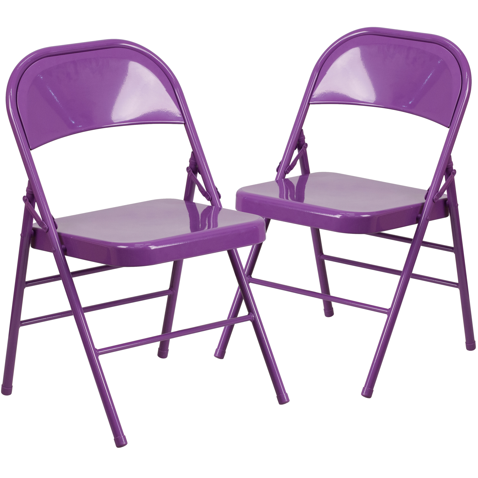 Flash Furniture, Impulsive Purple Triple Braced Metal Folding Chair, Primary Color Purple, Included (qty.) 2, Model 2HF3PUR