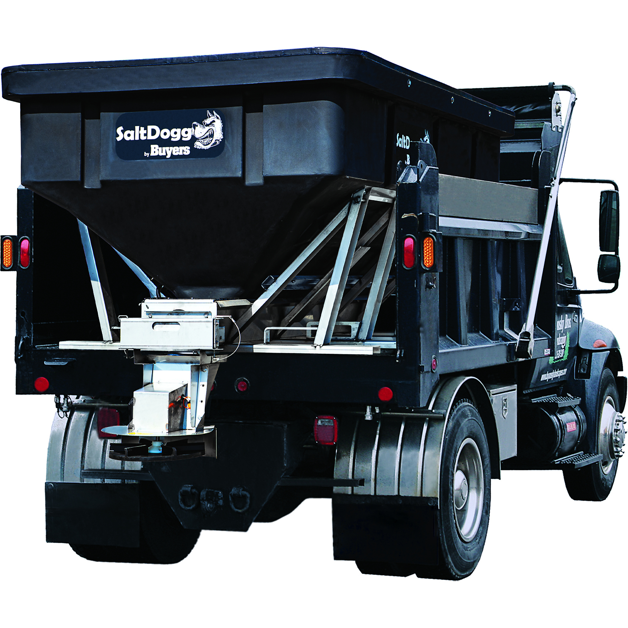 Buyers Products, 6.0 Cubic Yard Electric Black Poly Hopper Spreader, Max. Spread Width 30 ft, Model PRO6000