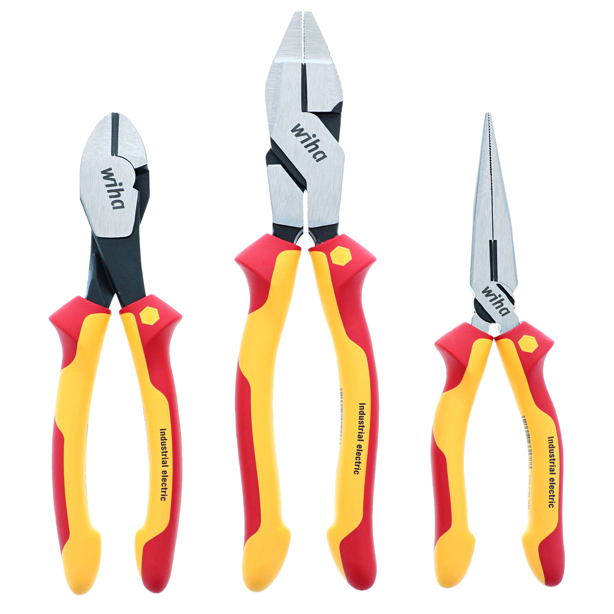 Wiha, 3PC Insulated Industrial Grip Pliers Cutters Set, Pieces (qty.) 3, Material Combination, Model 32968