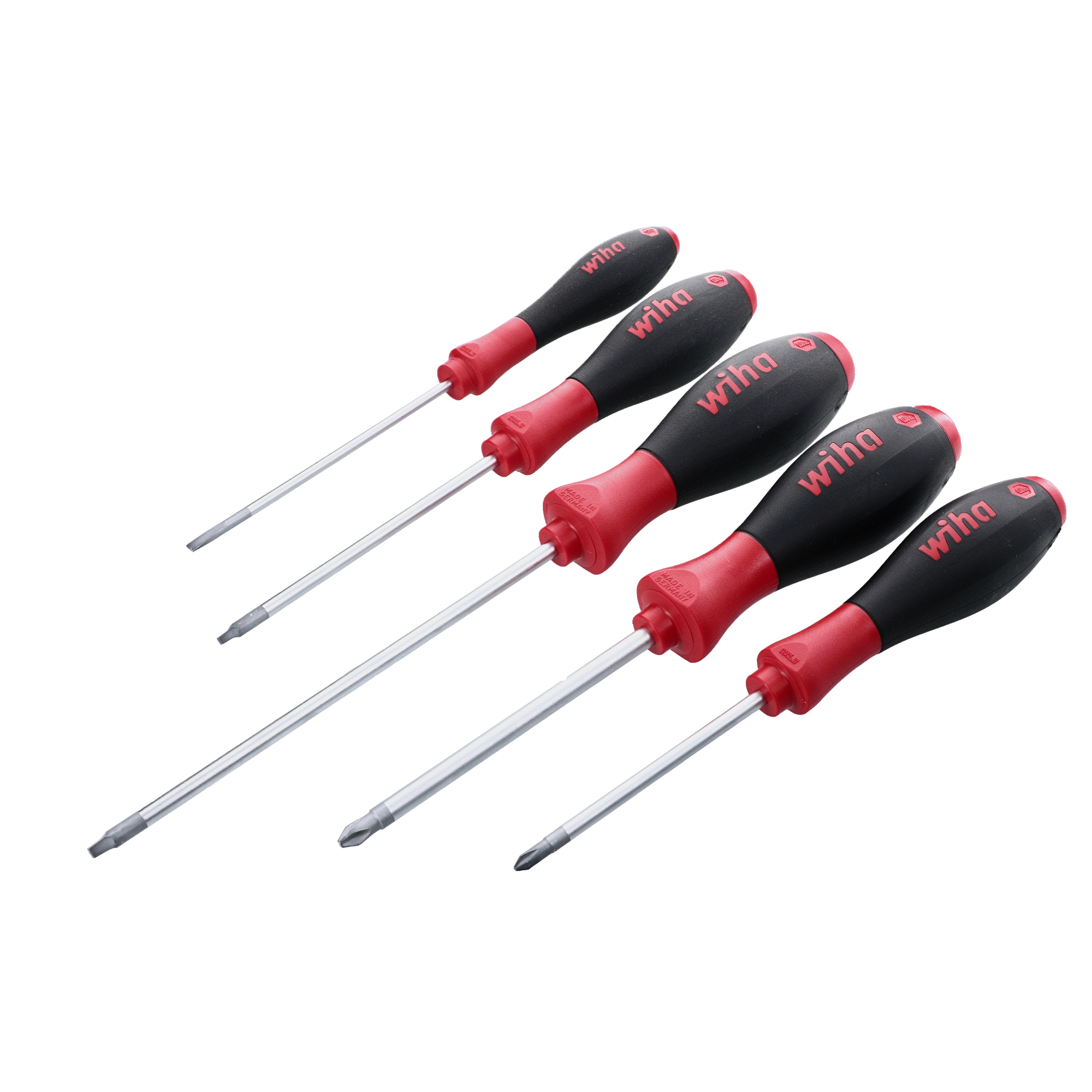 Wiha, 5PC Slotted Phillips Square Screwdriver Set, Drive Type Combination, Model 30286