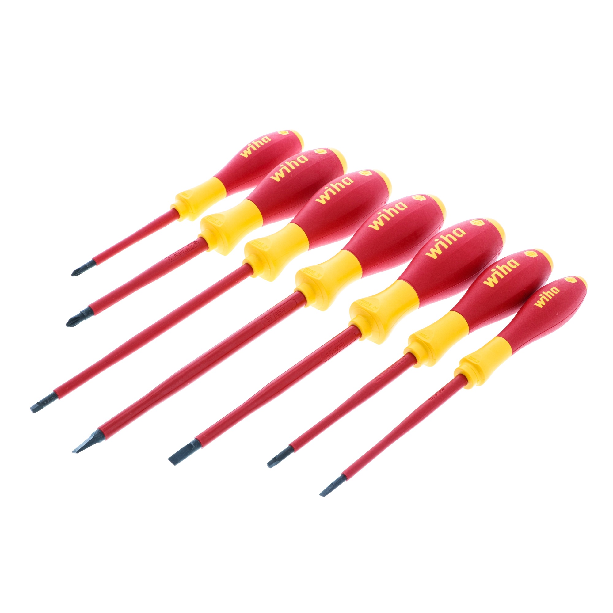 Wiha, 7PC Insulated SoftFinish Screwdriver Set, Drive Type Combination, Model 32097