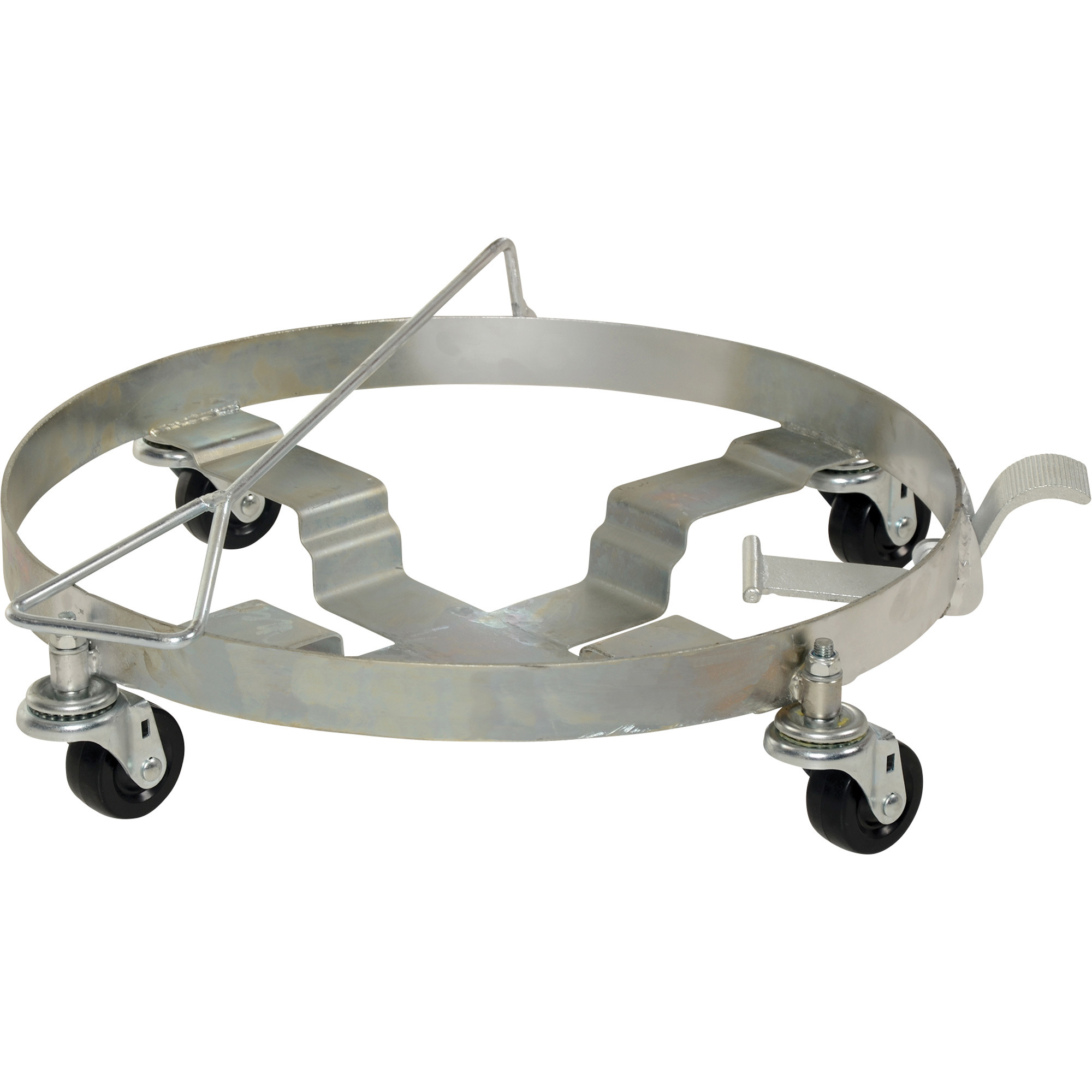 Tilting Drum Dolly with Hard Rubber Wheels — 1000-Lb. Uniform Capacity, 200-Lb. Tilt Capacity, Model - Vestil DRUM-DRH-HR-TLT