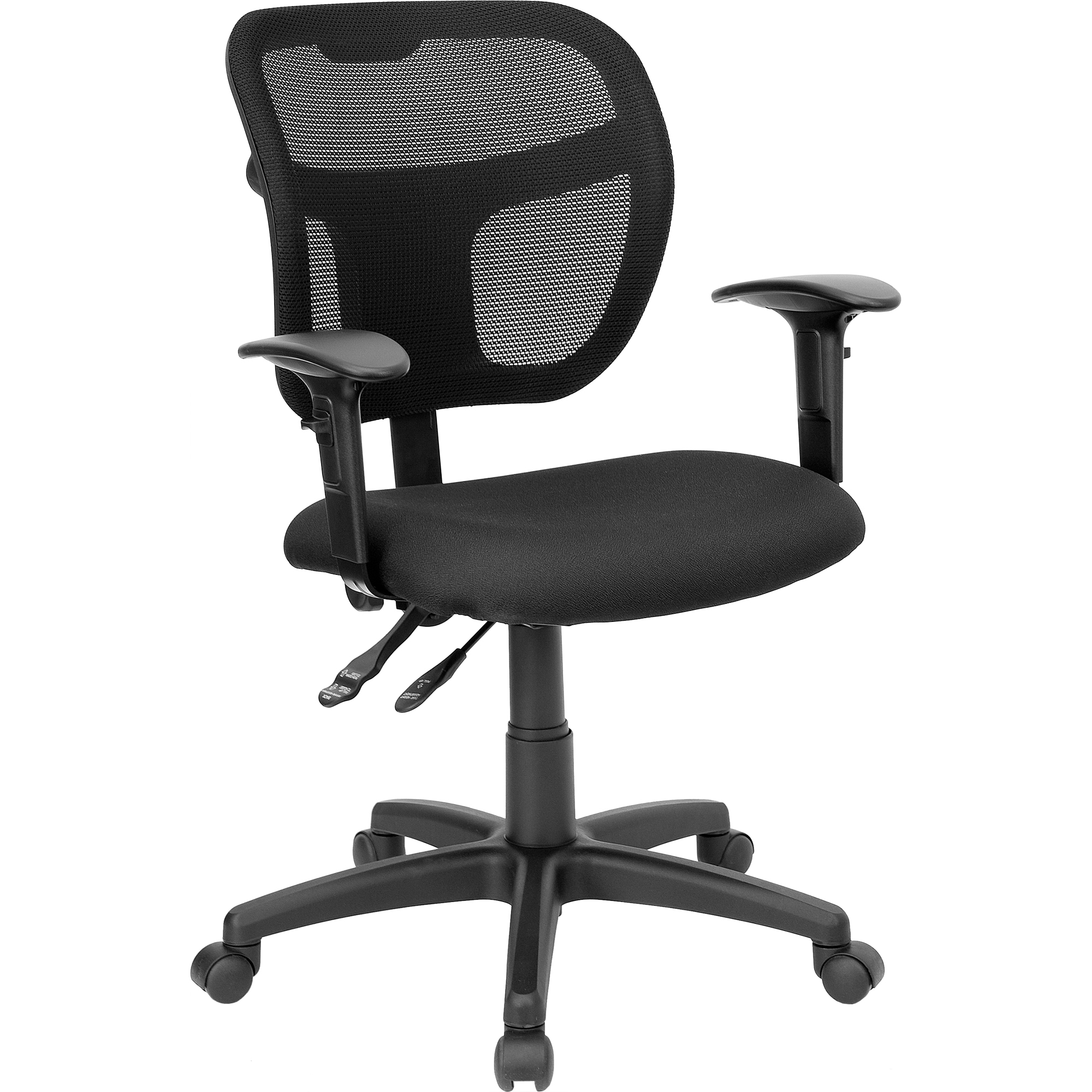 Flash Furniture, Mid-Back Black Mesh Swivel Task Office Chair, Primary Color Black, Included (qty.) 1, Model WLA7671SYGBKA