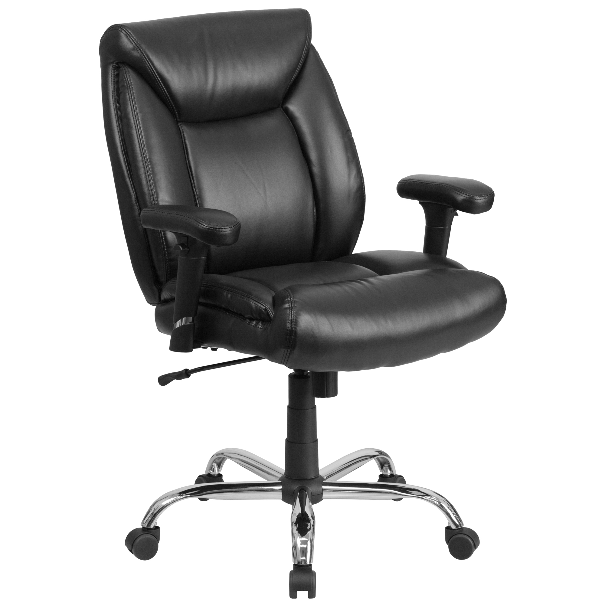 Flash Furniture, 400 lb. Rated Mid-Back Black LeatherSoft Chair, Primary Color Black, Included (qty.) 1, Model GO2073LEA