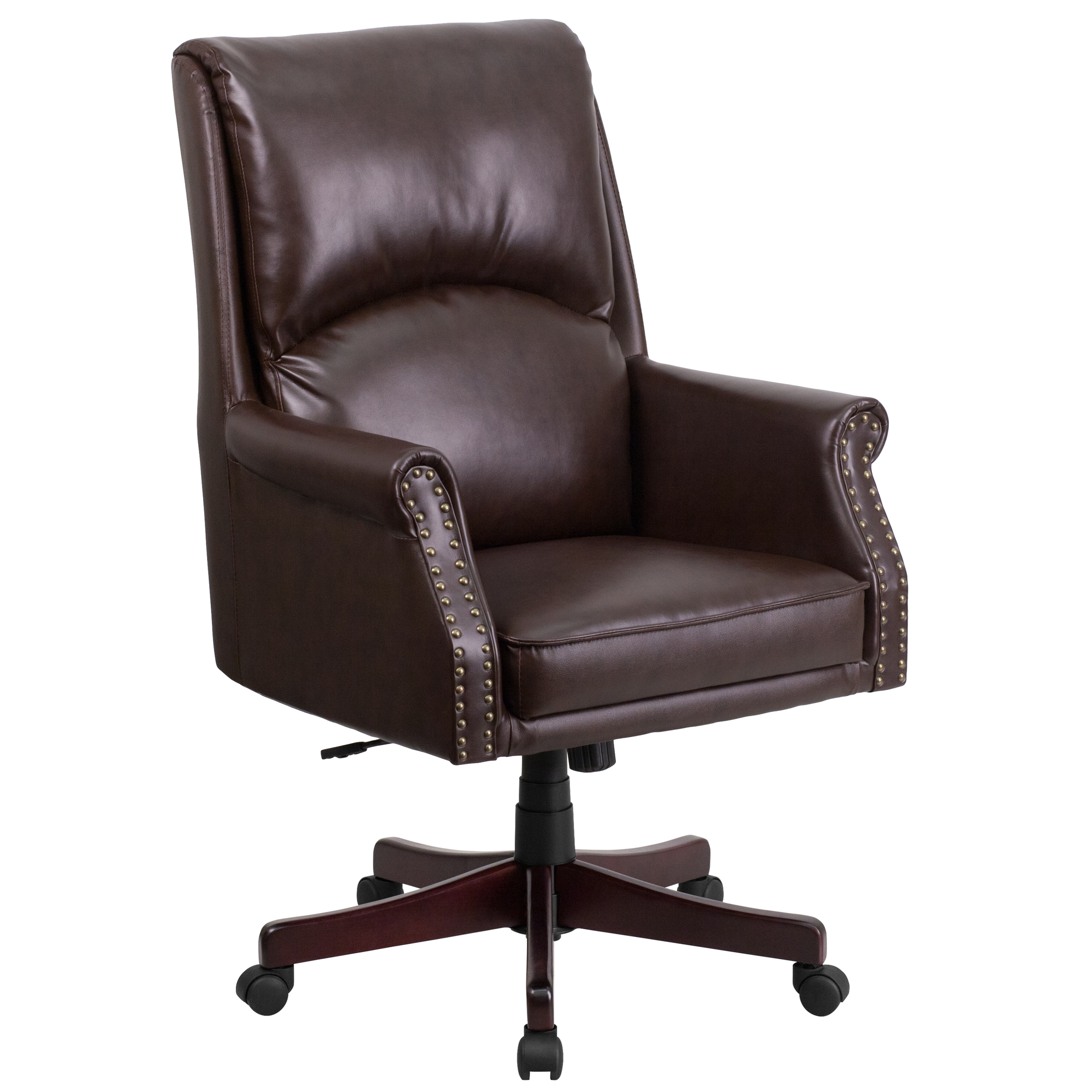 Flash Furniture, High Back Brown LeatherSoft Office Chair with Arms, Primary Color Brown, Included (qty.) 1, Model BT9025H2BN