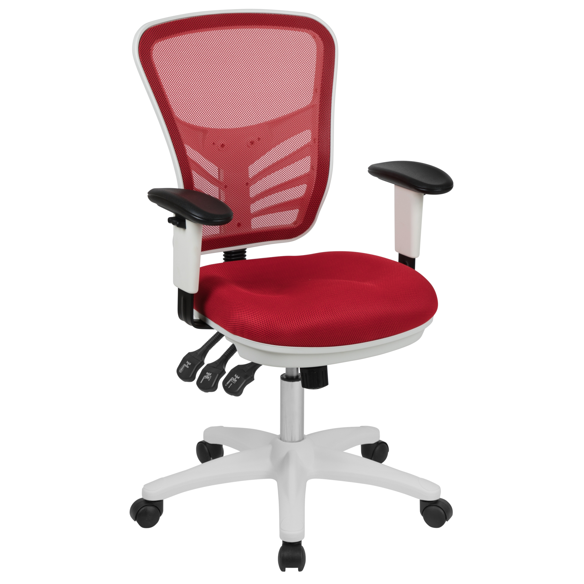 Flash Furniture, Mid-Back Red Mesh Office Chair with White Frame, Primary Color Red, Included (qty.) 1, Model HL0001WHRED