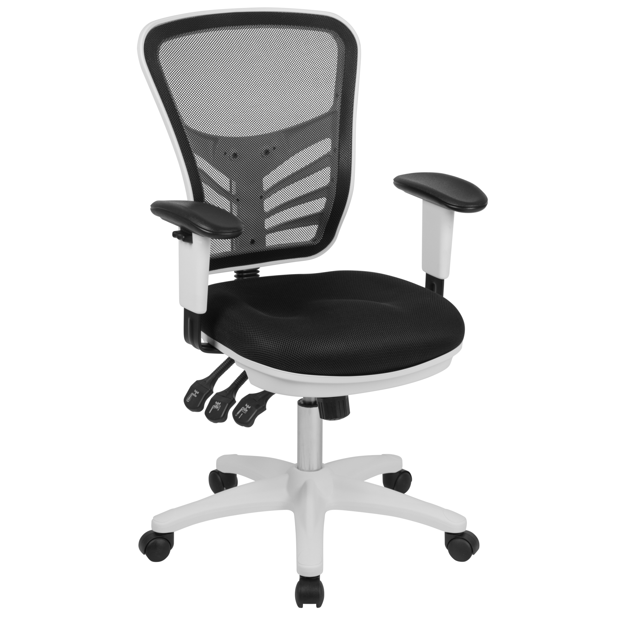 Flash Furniture, Mid-Back Black Mesh Office Chair with White Frame, Primary Color Black, Included (qty.) 1, Model HL0001WHBK