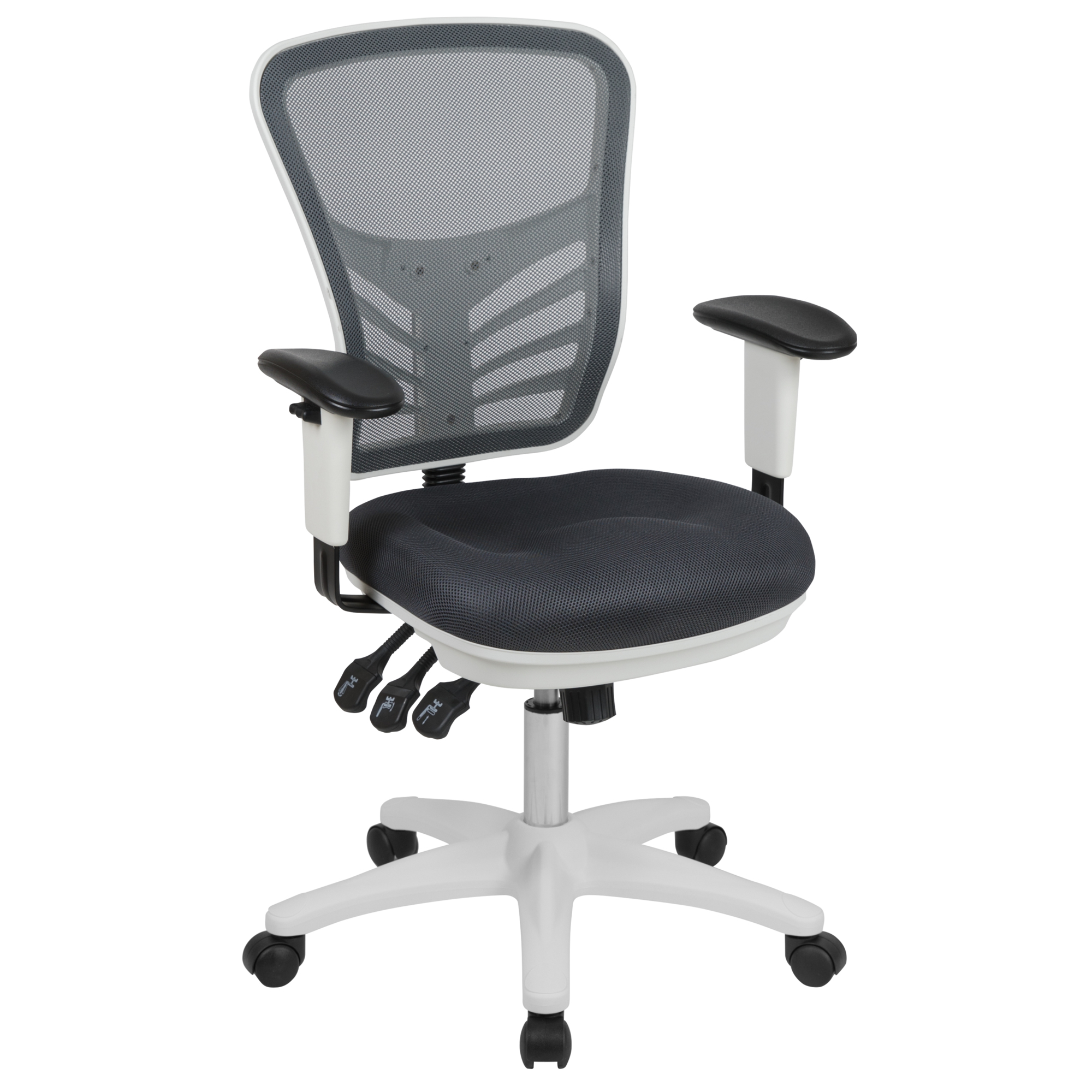 Flash Furniture, Mid-Back DK Gray Mesh Office Chair w/ White Frame, Primary Color Gray, Included (qty.) 1, Model HL0001WHDKGY