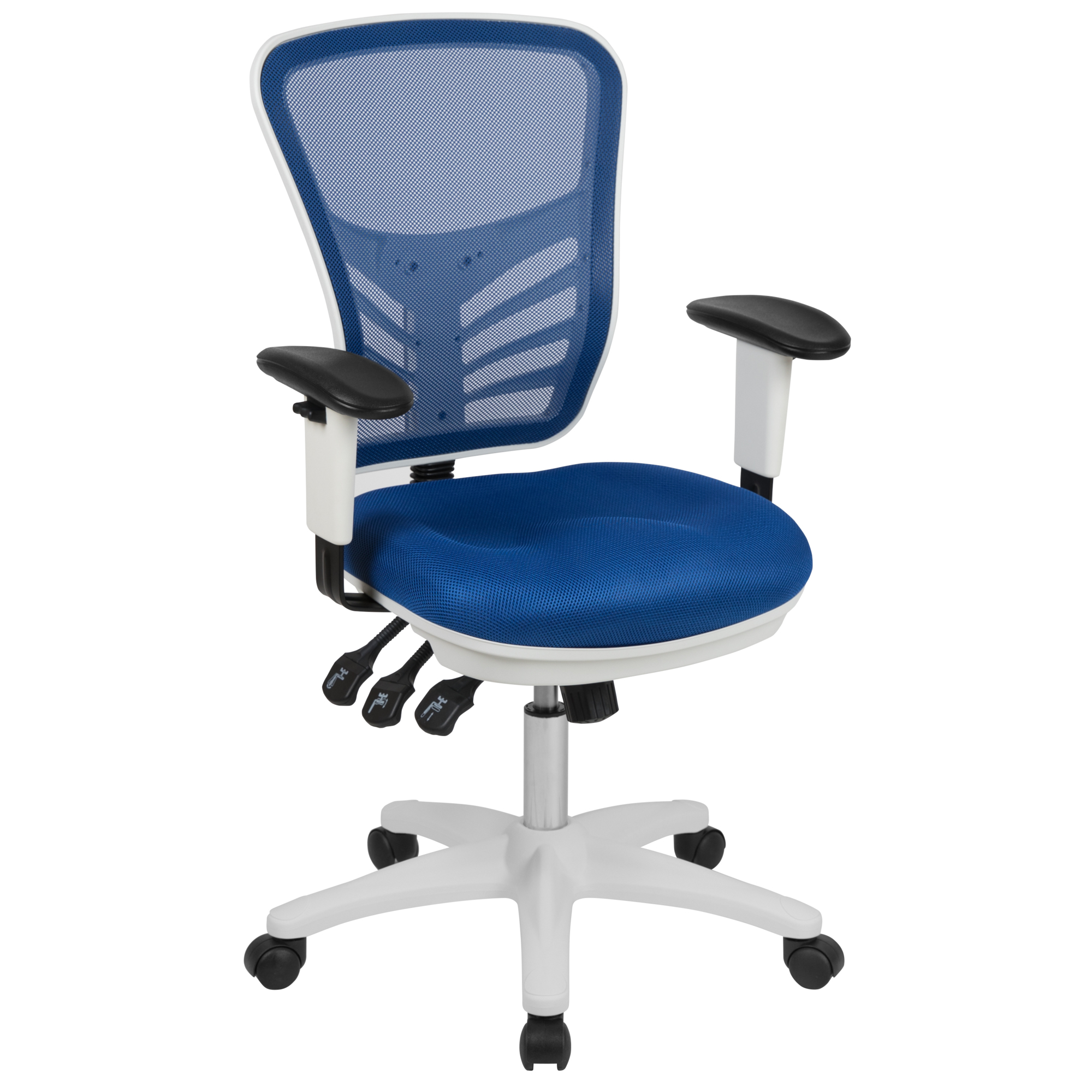 Flash Furniture, Mid-Back Blue Mesh Office Chair with White Frame, Primary Color Blue, Included (qty.) 1, Model HL0001WHBLUE