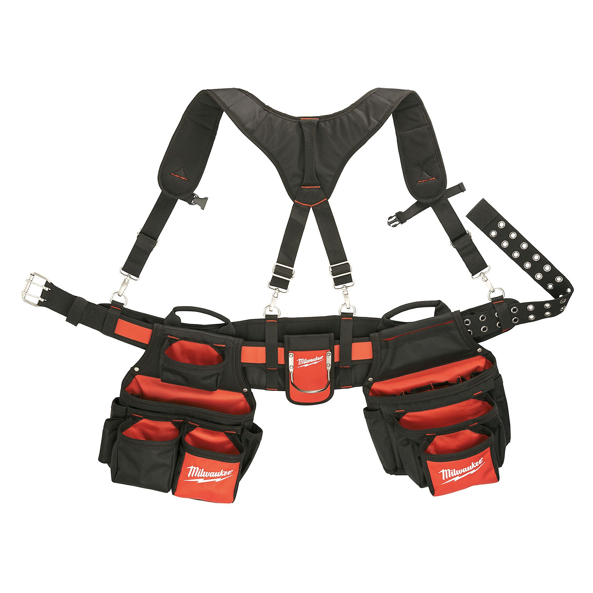 Milwaukee, Contractor Work Belt w/ Suspension Rig, Color Red, Pockets (qty.) 24, Material Nylon, Model 48-22-8120