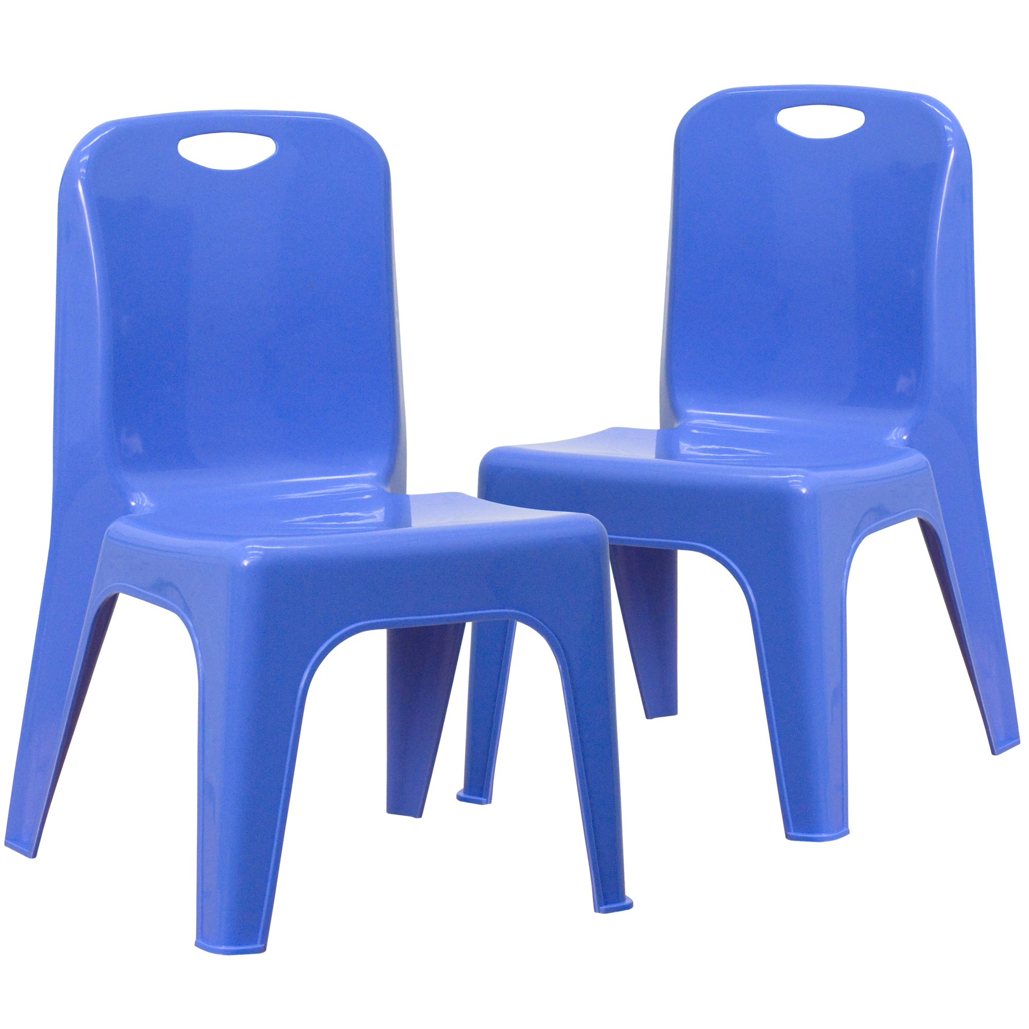 Flash Furniture, 2 Pack Blue Plastic Stack School Chair-11Inch H Seat, Primary Color Blue, Included (qty.) 2, Model 2YUYCX011BLUE