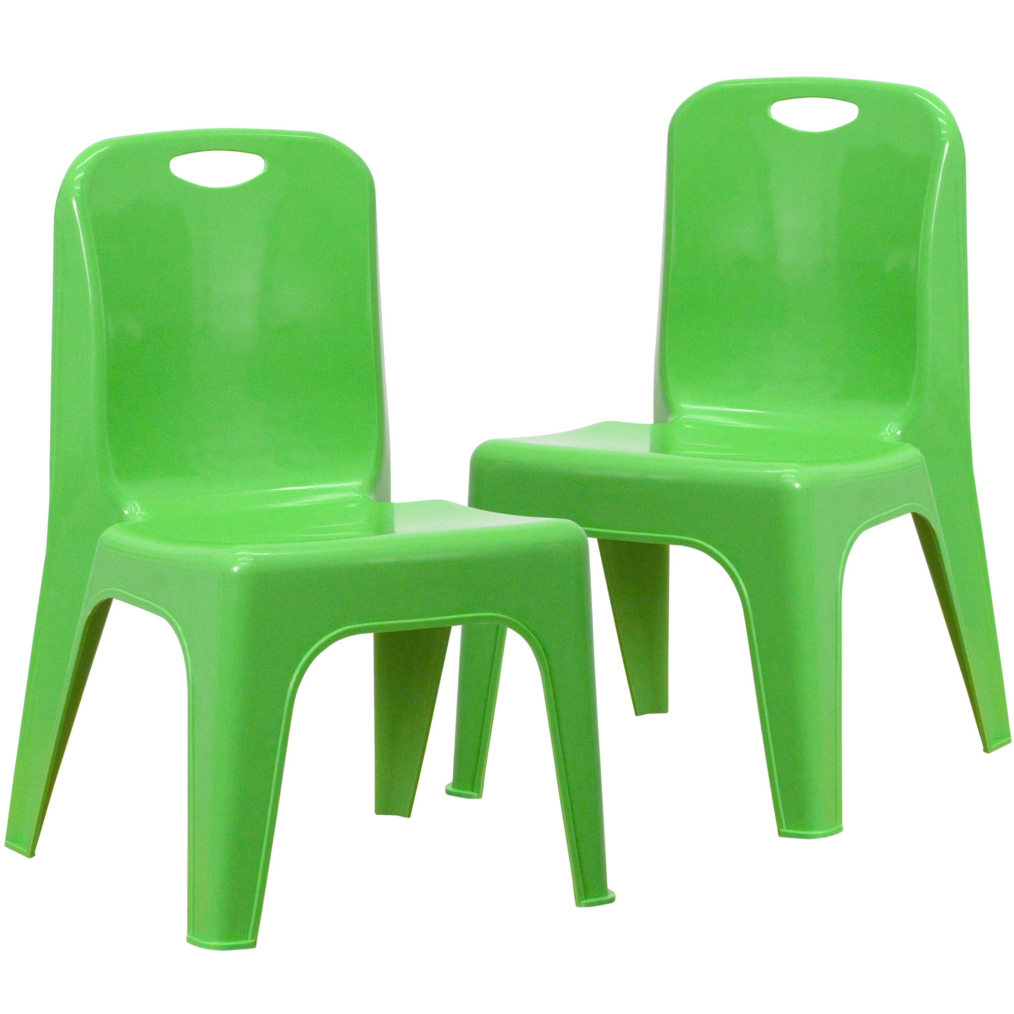 Flash Furniture, 2 Pack Green Plastic Stack School Chair-11Inch H Seat, Primary Color Green, Included (qty.) 2, Model 2YUYCX011GREEN