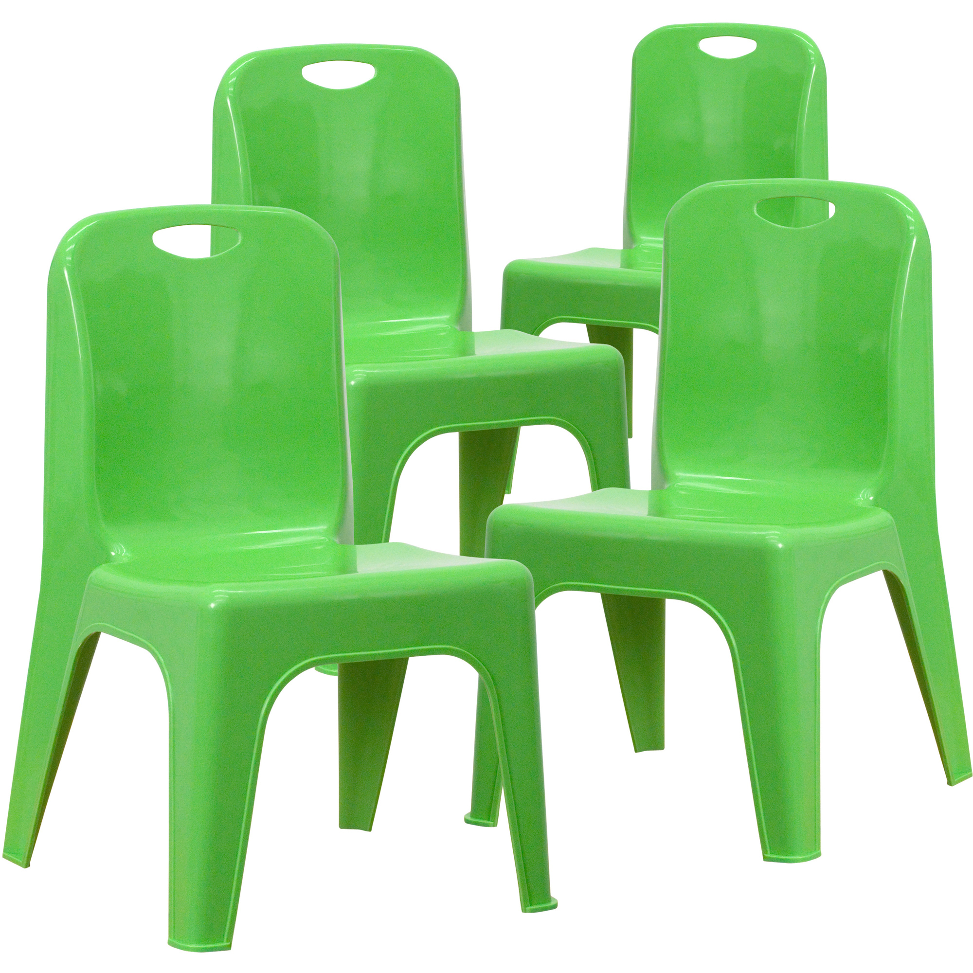 Flash Furniture, 4 Pack Green Plastic School Chair-11Inch H Seat, Primary Color Green, Included (qty.) 4, Model 4YUYCX4011GREEN