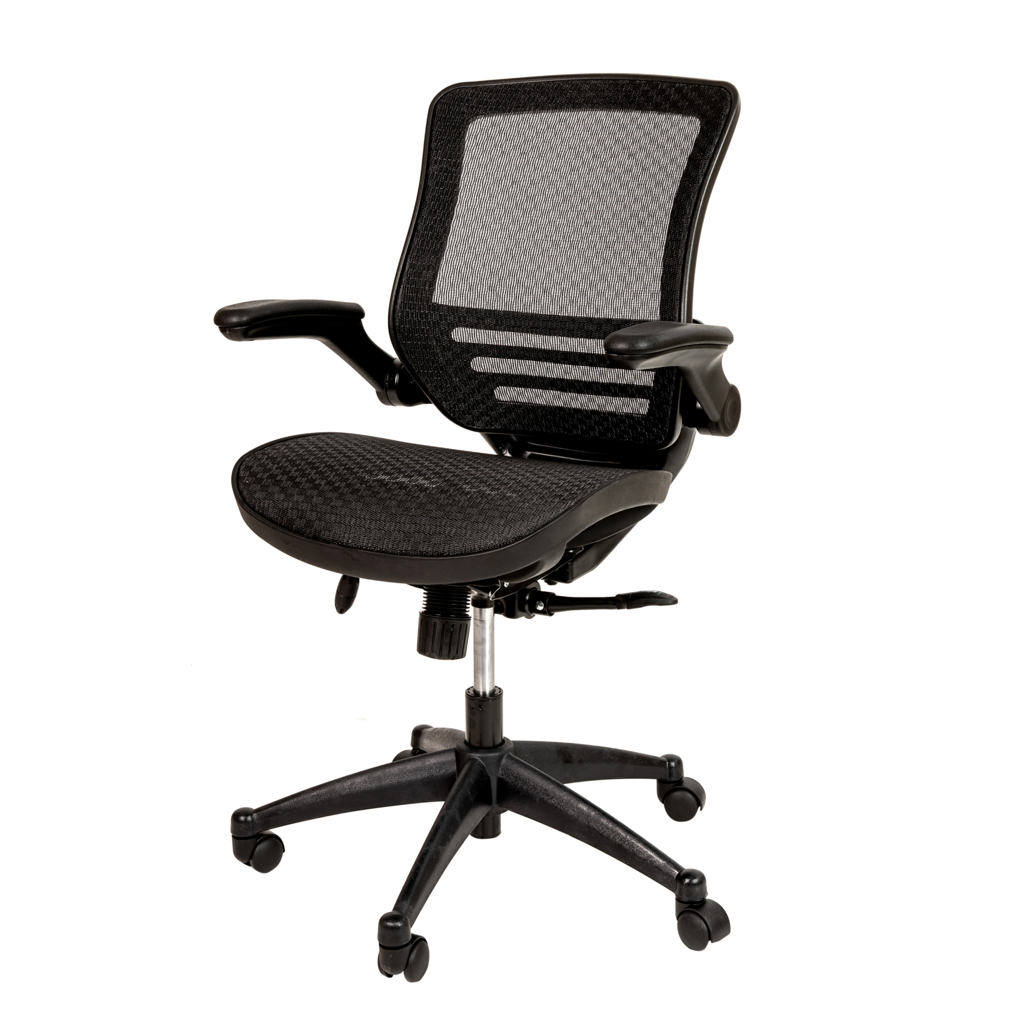 Flash Furniture, Black Mid-Back Mesh Office Chair with Flip-Up Arms, Primary Color Black, Included (qty.) 1, Model BL8801XBK