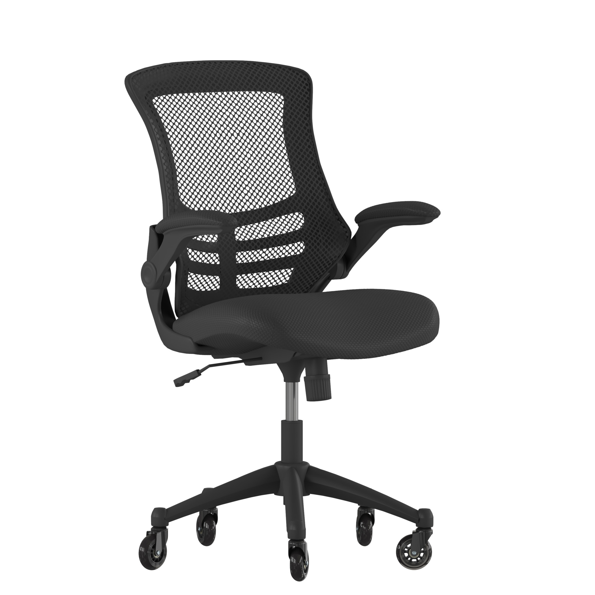 Flash Furniture, Black Mesh Mid-Back Task Chair with Roller Wheels, Primary Color Black, Included (qty.) 2, Model BLX5MBKRLB