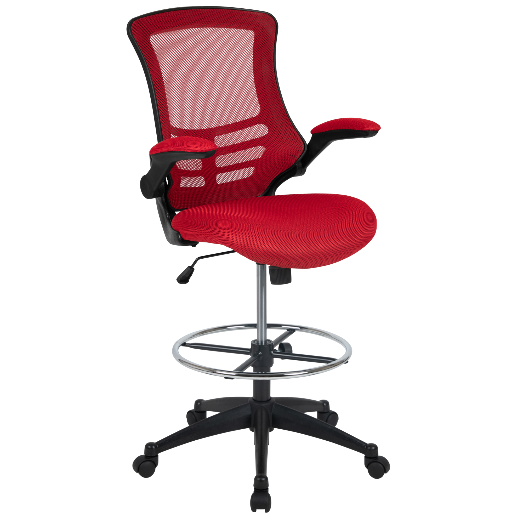 Flash Furniture, Mid-Back Red Mesh Ergonomic Drafting Chair, Primary Color Red, Included (qty.) 1 Model BLX5MDRED