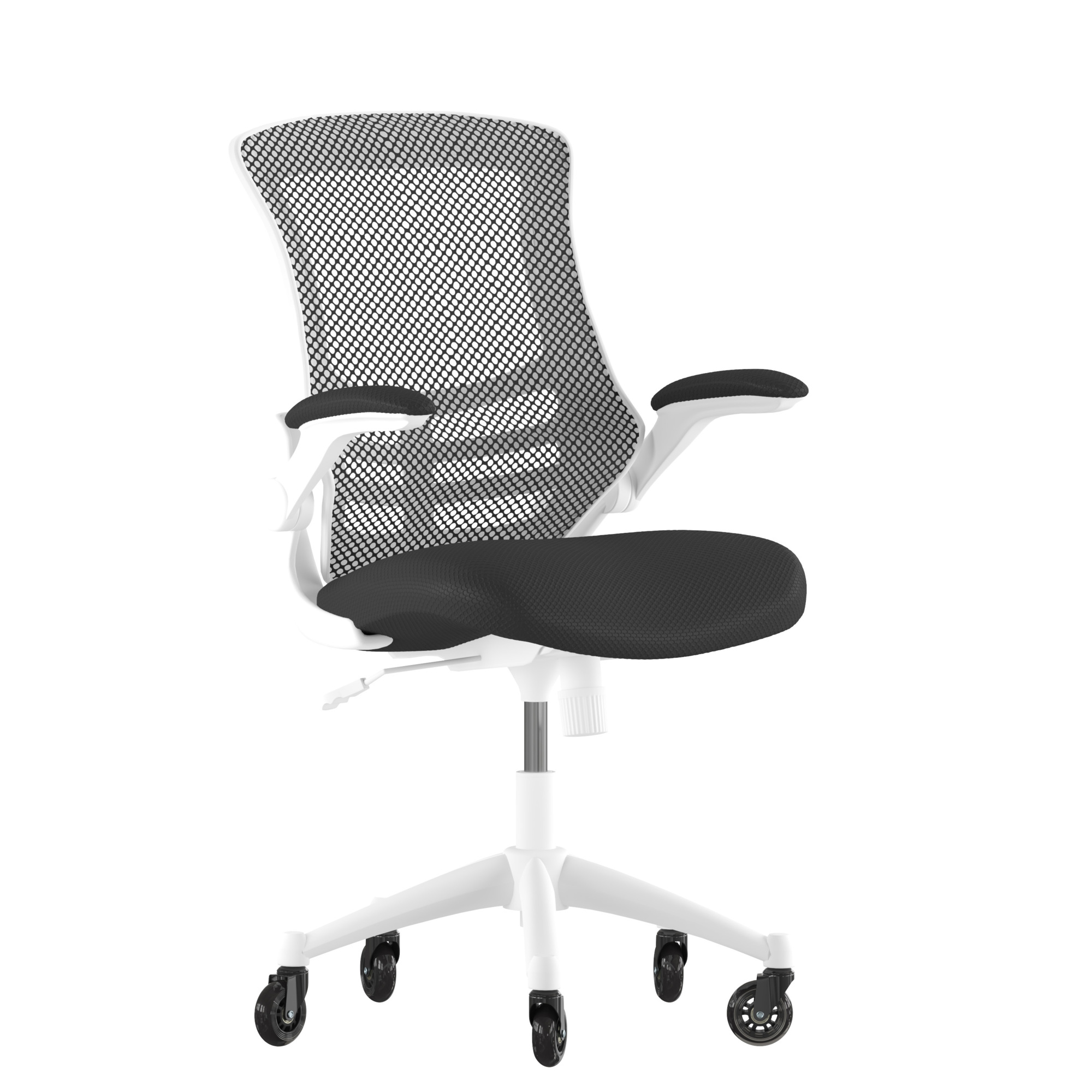 Flash Furniture, Black Mesh Mid-Back Task Chair with Roller Wheels, Primary Color Black, Included (qty.) 2, Model BLX5MWHBKRLB