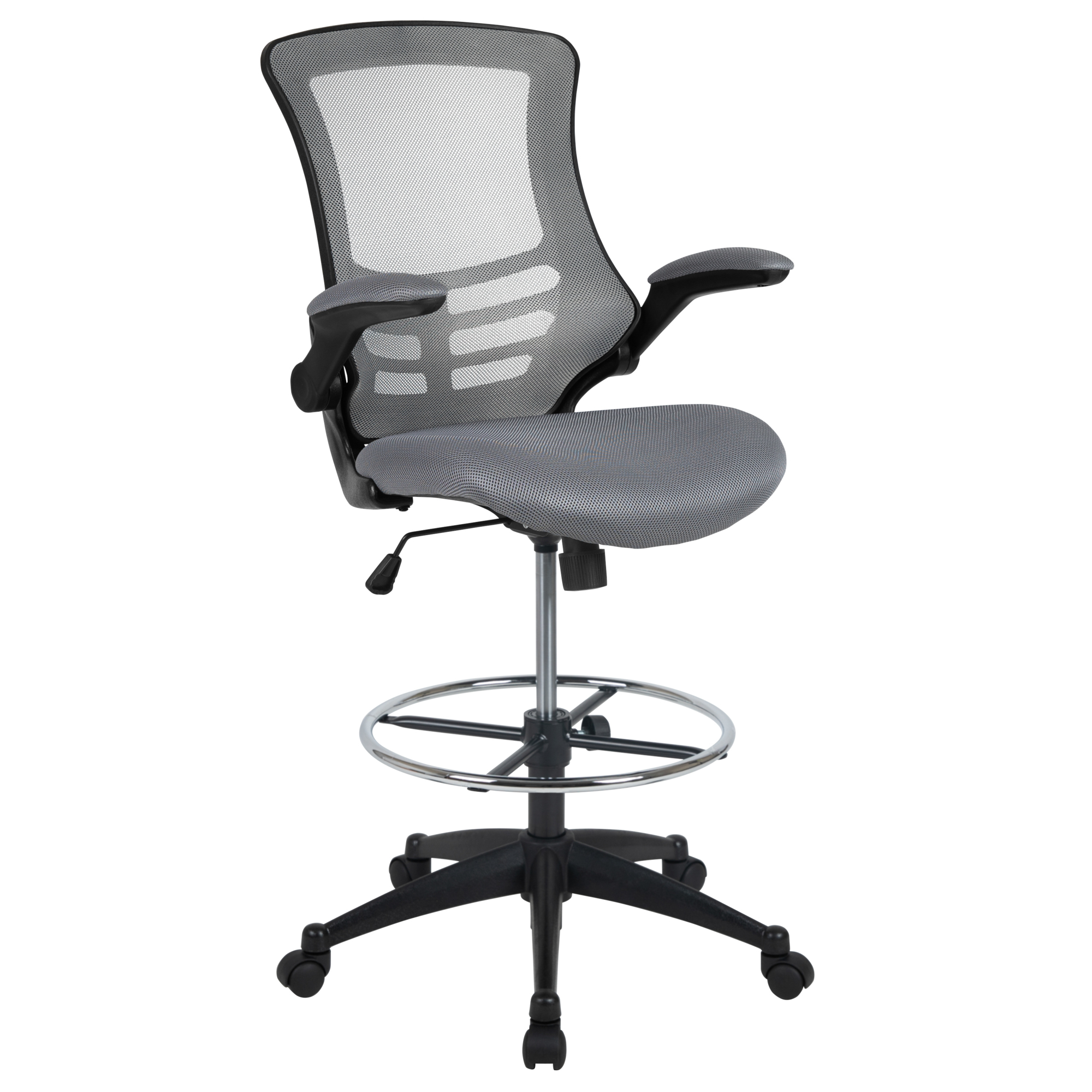 Flash Furniture, Mid-Back Dark Gray Mesh Ergonomic Drafting Chair, Primary Color Gray, Included (qty.) 1 Model BLX5MDDKGY