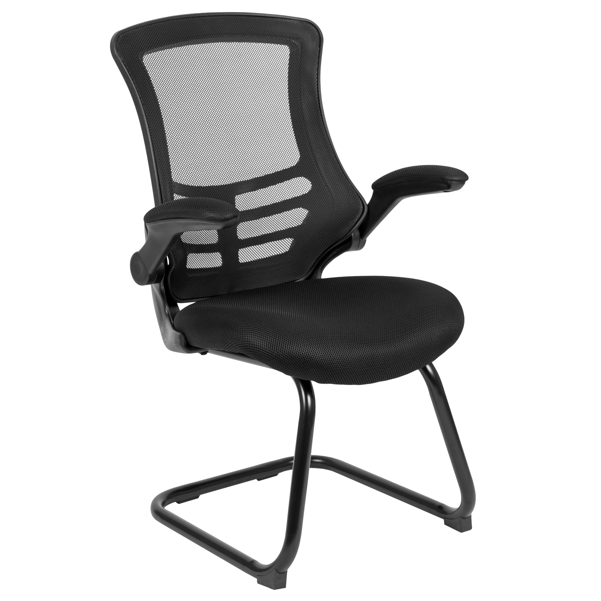 Flash Furniture, Black Mesh Sled Base Side Reception Chair w/ Arms, Primary Color Black, Included (qty.) 1, Model BLX5C