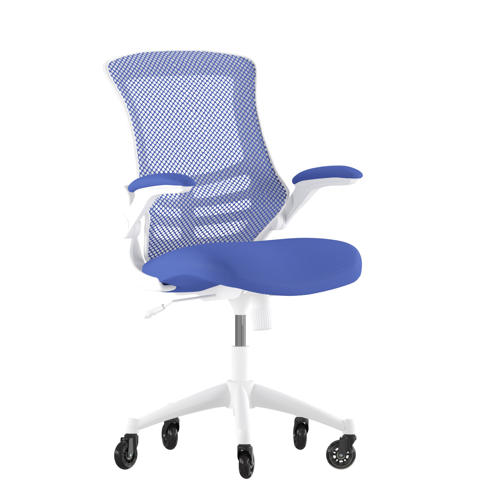 Flash Furniture, Blue Mesh Mid-Back Task Chair with Roller Wheels, Primary Color Blue, Included (qty.) 2, Model BLX5MWHBLUERLB