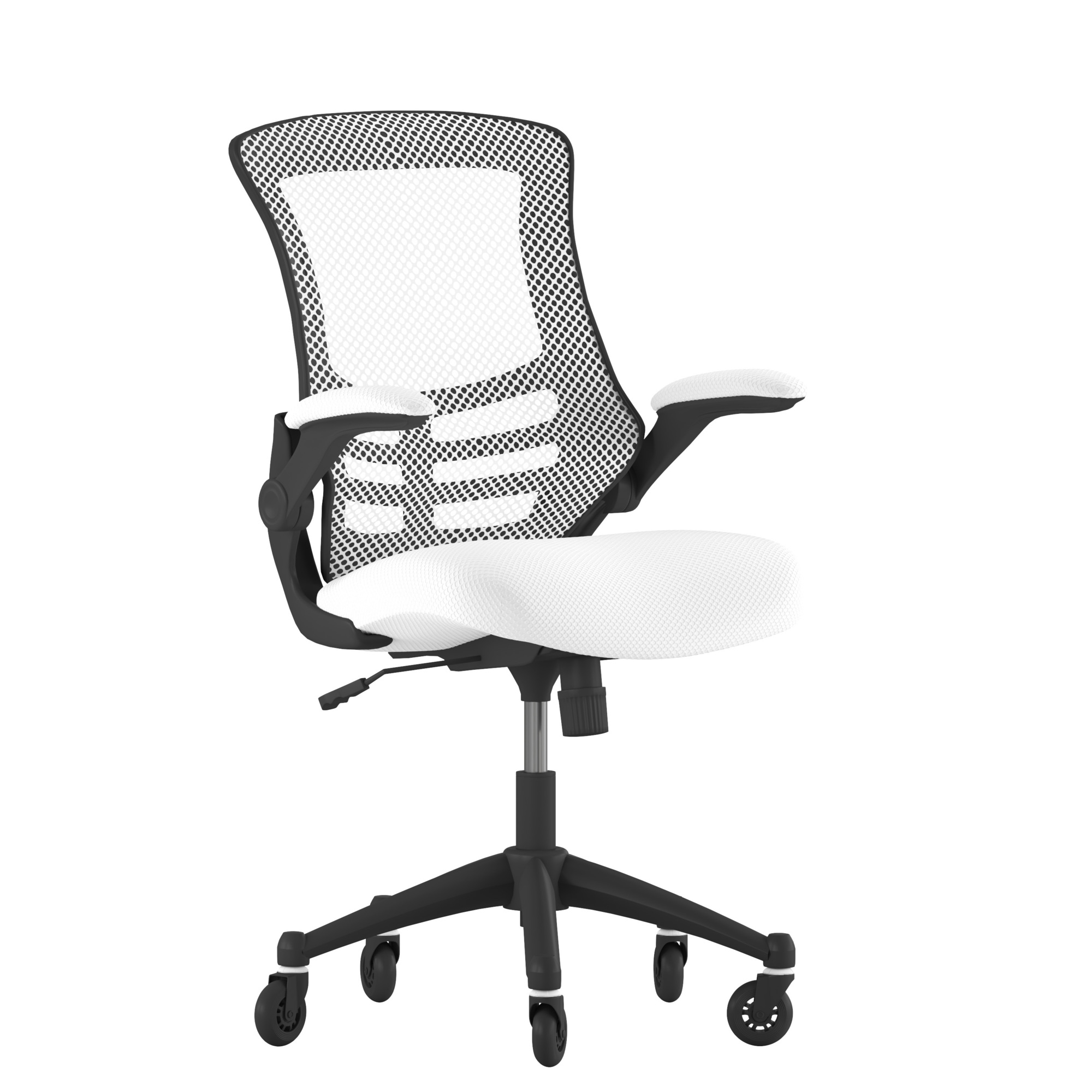 Flash Furniture, White Mesh Mid-Back Task Chair with Roller Wheels, Primary Color White, Included (qty.) 2, Model BLX5MWHRLB