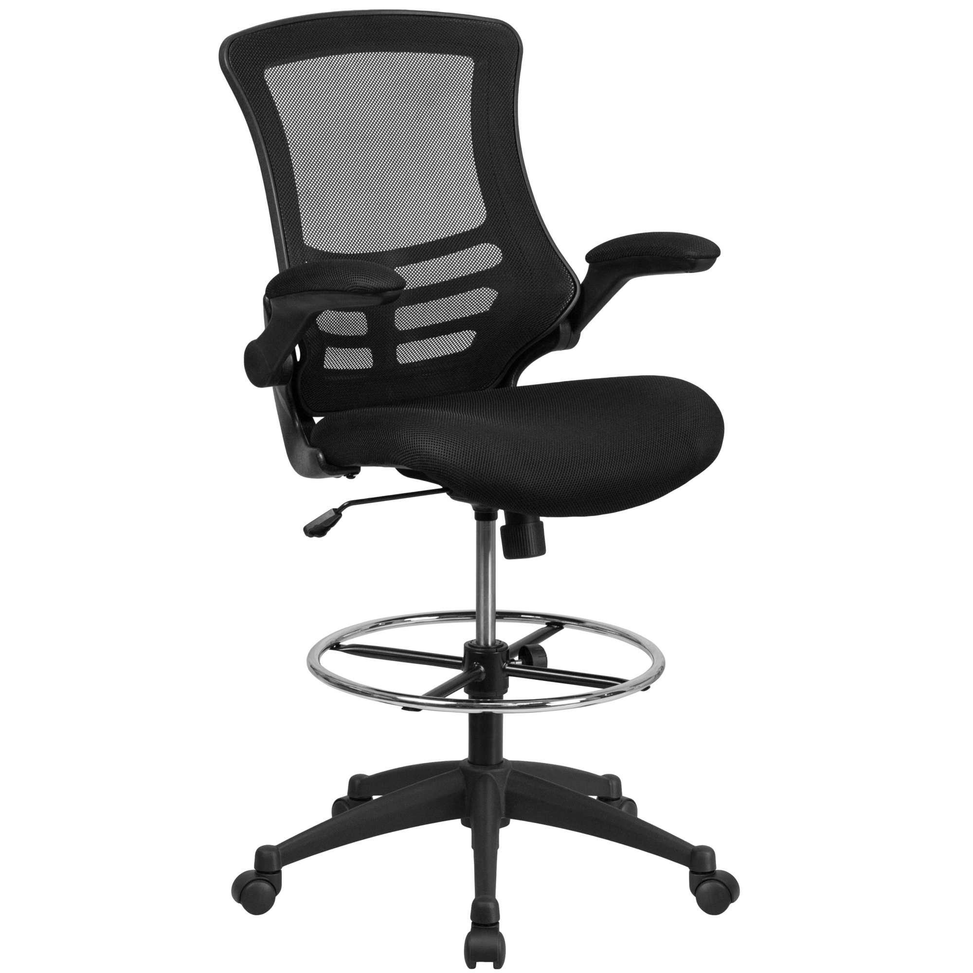 Flash Furniture, Mid-Back Black Mesh Ergonomic Drafting Chair, Primary Color Black, Included (qty.) 1 Model BLX5MD