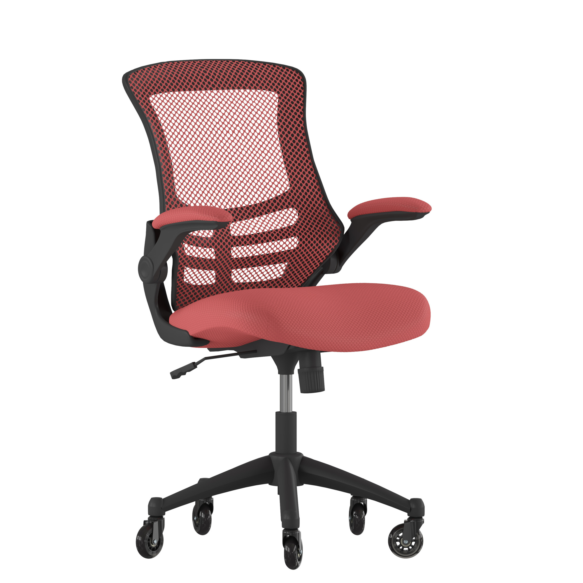 Flash Furniture, Red Mesh Mid-Back Task Chair with Roller Wheels, Primary Color Red, Included (qty.) 2, Model BLX5MREDRLB