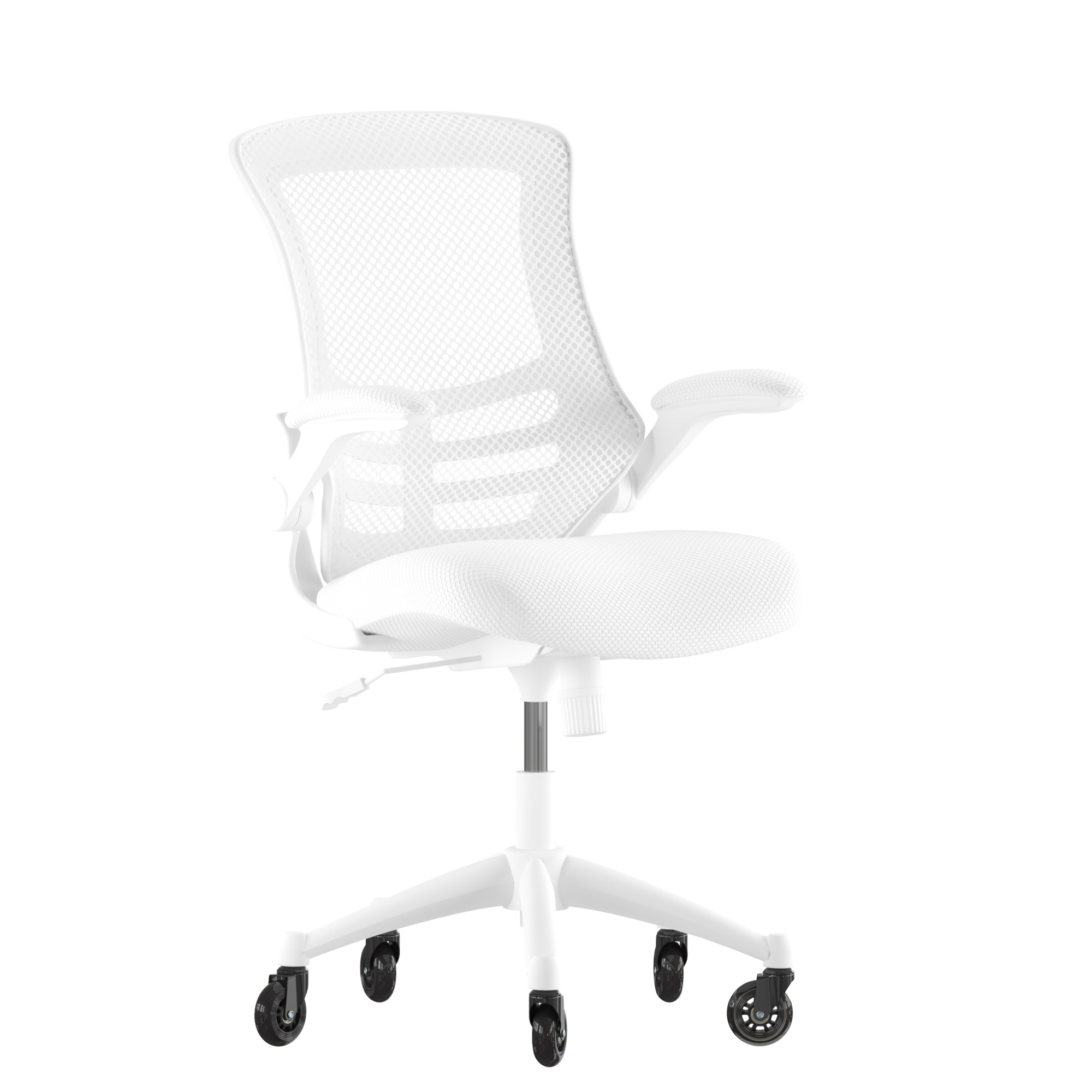 Flash Furniture, White Mesh Mid-Back Task Chair with Roller Wheels, Primary Color White, Included (qty.) 2, Model BLX5MWHWHRLB