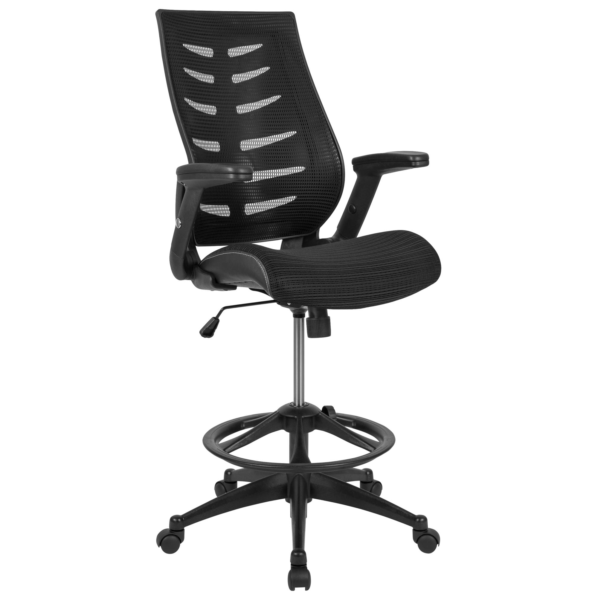 Flash Furniture, High Back Black Mesh Ergonomic Drafting Chair, Primary Color Black, Included (qty.) 1, Model BLZP809DBK