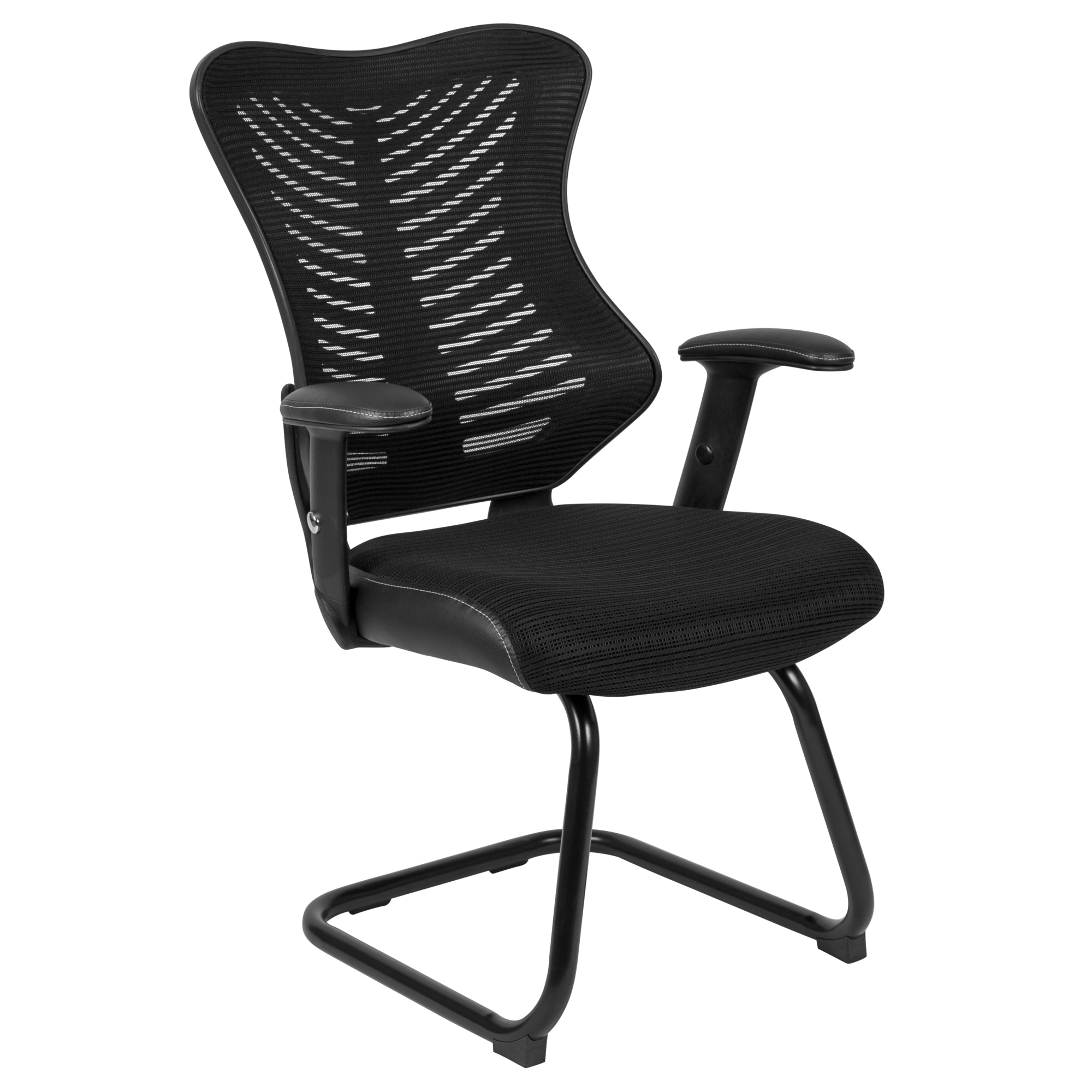 Flash Furniture, Black Mesh Sled Base Side Guest Chair with Arms, Primary Color Black, Included (qty.) 1, Model BLZP806C